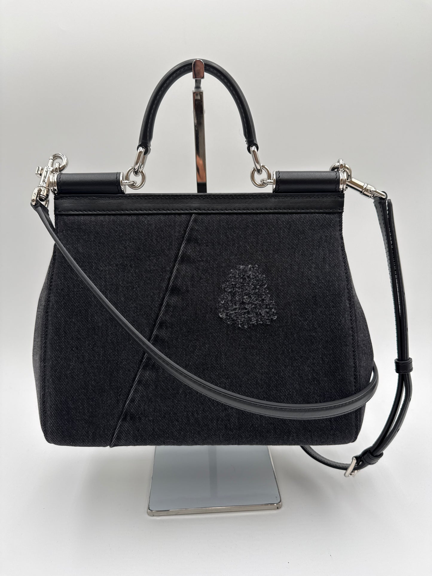Borsa Sicily denim nero patchwork