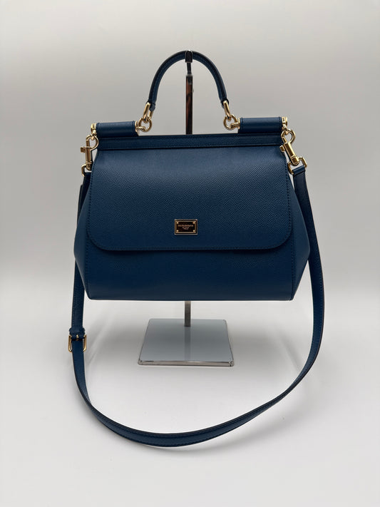 Dolce & Gabbana Sicily bag in Bluette calfskin leather.