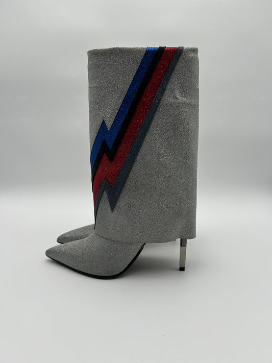 Balmain Stivali Glitterati Argento