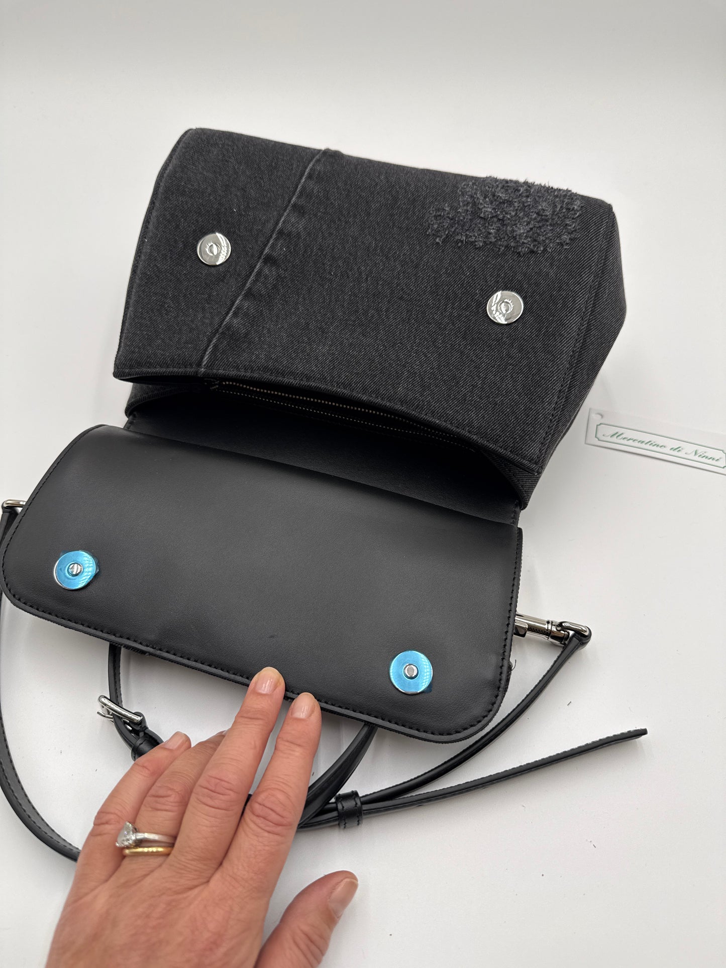 Borsa Sicily denim nero patchwork