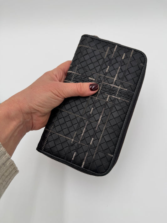 Bottega Veneta Portafoglio Pelle Intrecciata Nero Antracite