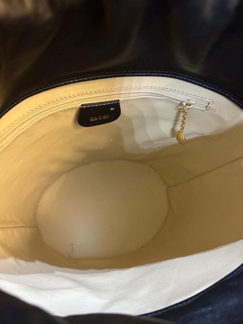 Gucci Vintage Borsa Secchiello anni 80 Blu e Bianco Gucci
