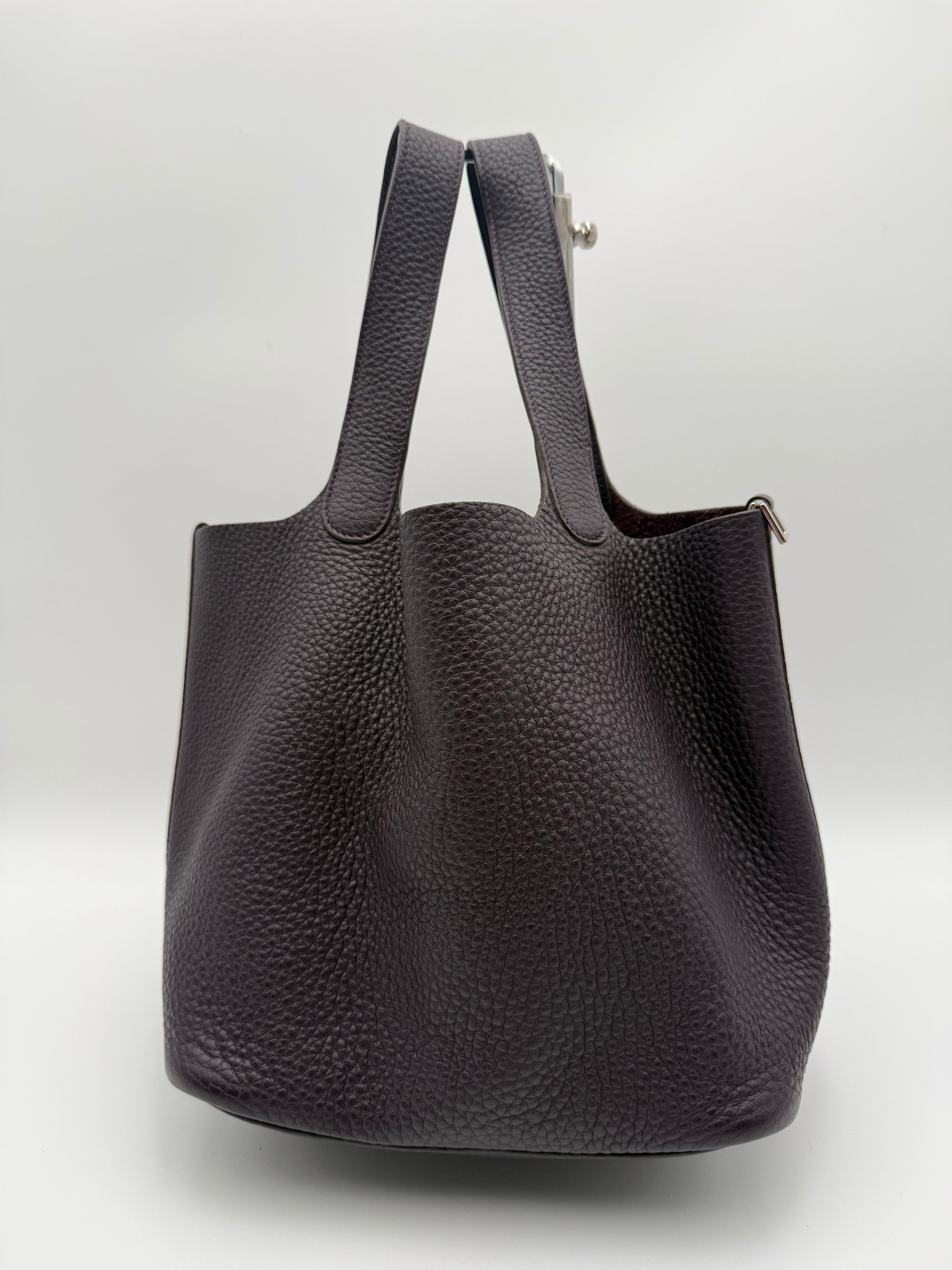 Hermès Borsa Picotin Lock in Pelle Taurillon Clemence Colore Raisin
