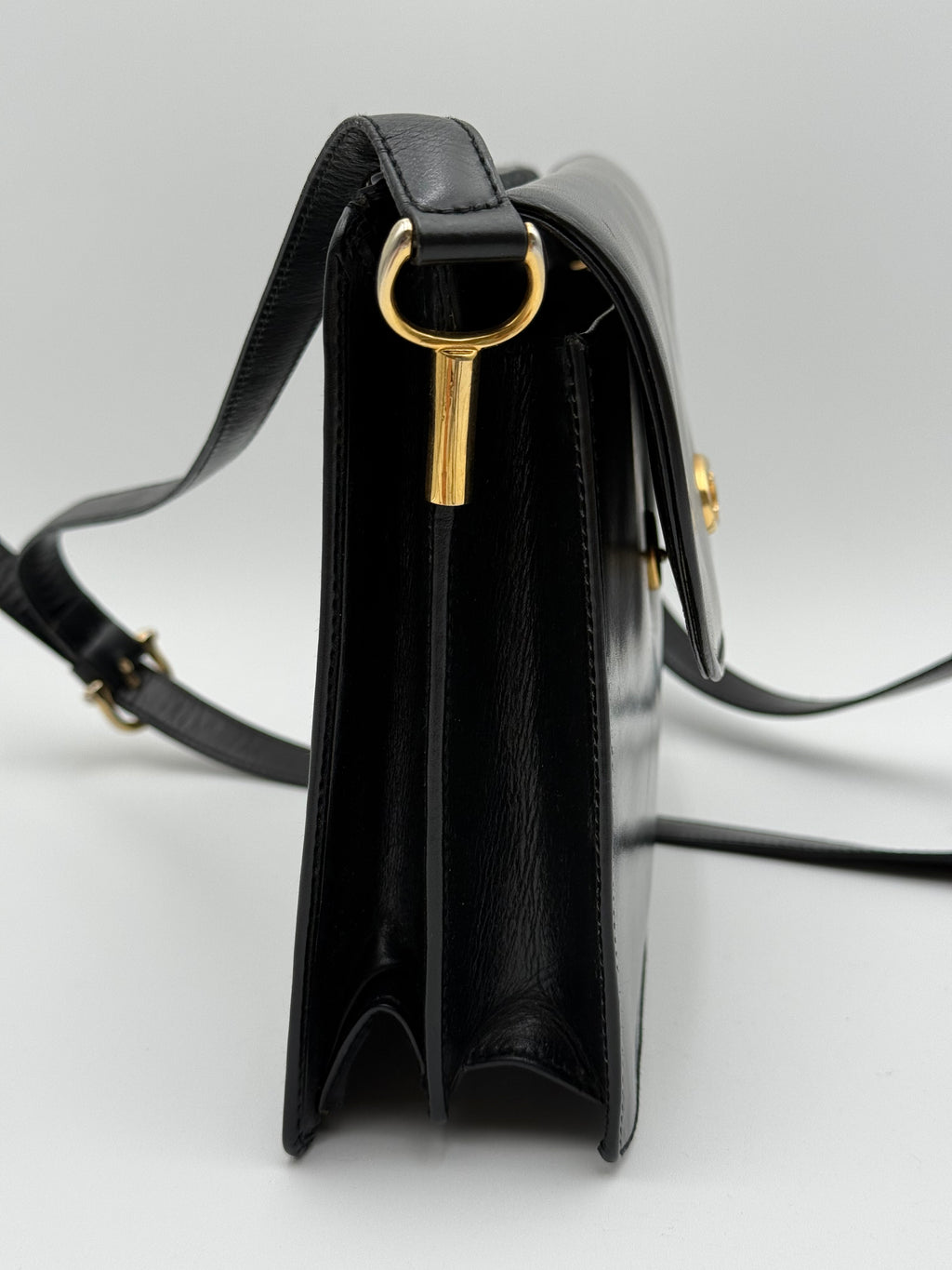 Céline - Borsa a Tracolla Vintage in Pelle Nera con Logo Triomphe