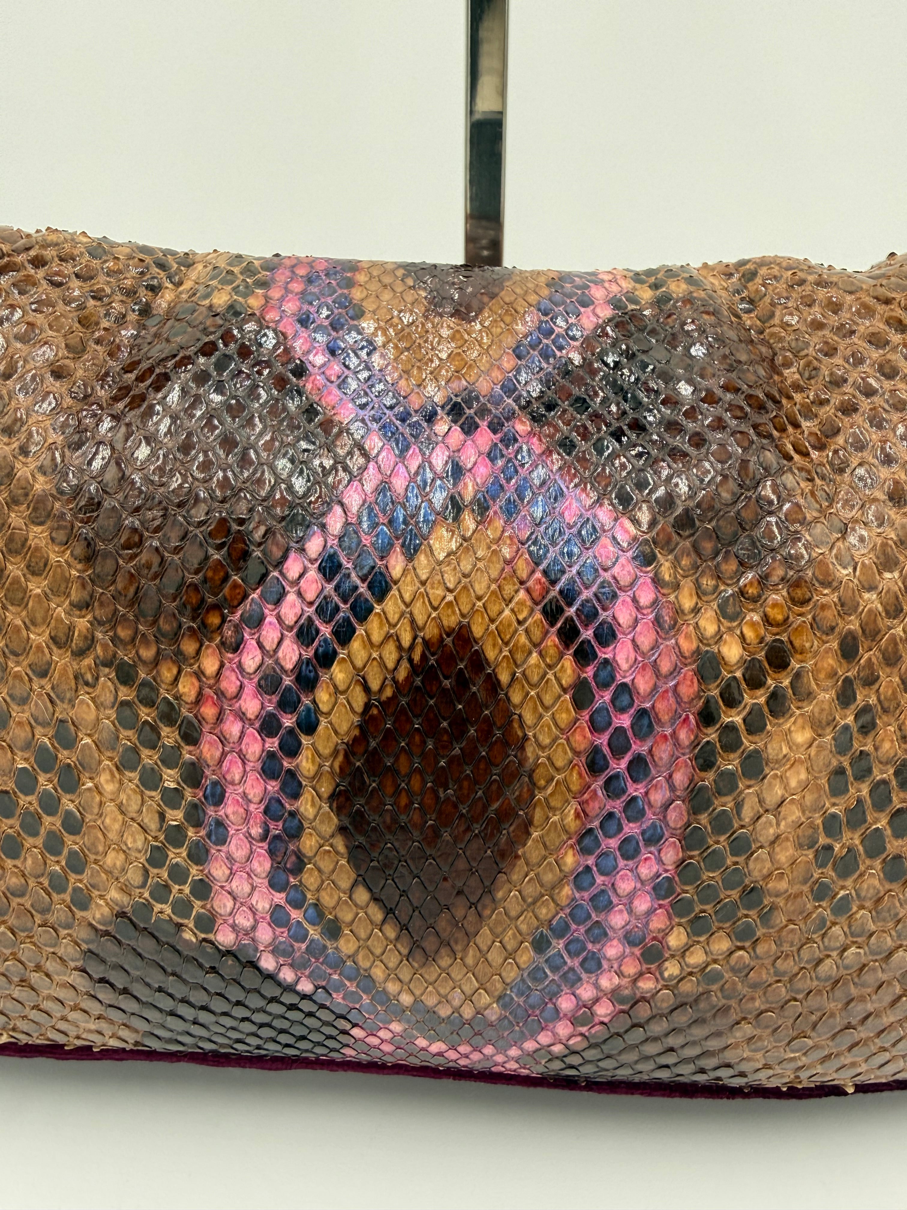 Emanuel Ungaro Borsa Baguette Pitone e Velluto Bordeaux