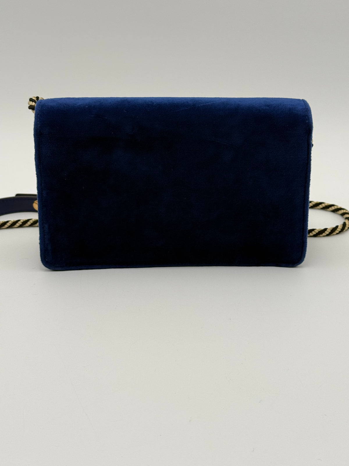 Gucci Broadway in velluto Blu con Fibbia G in Cristalli