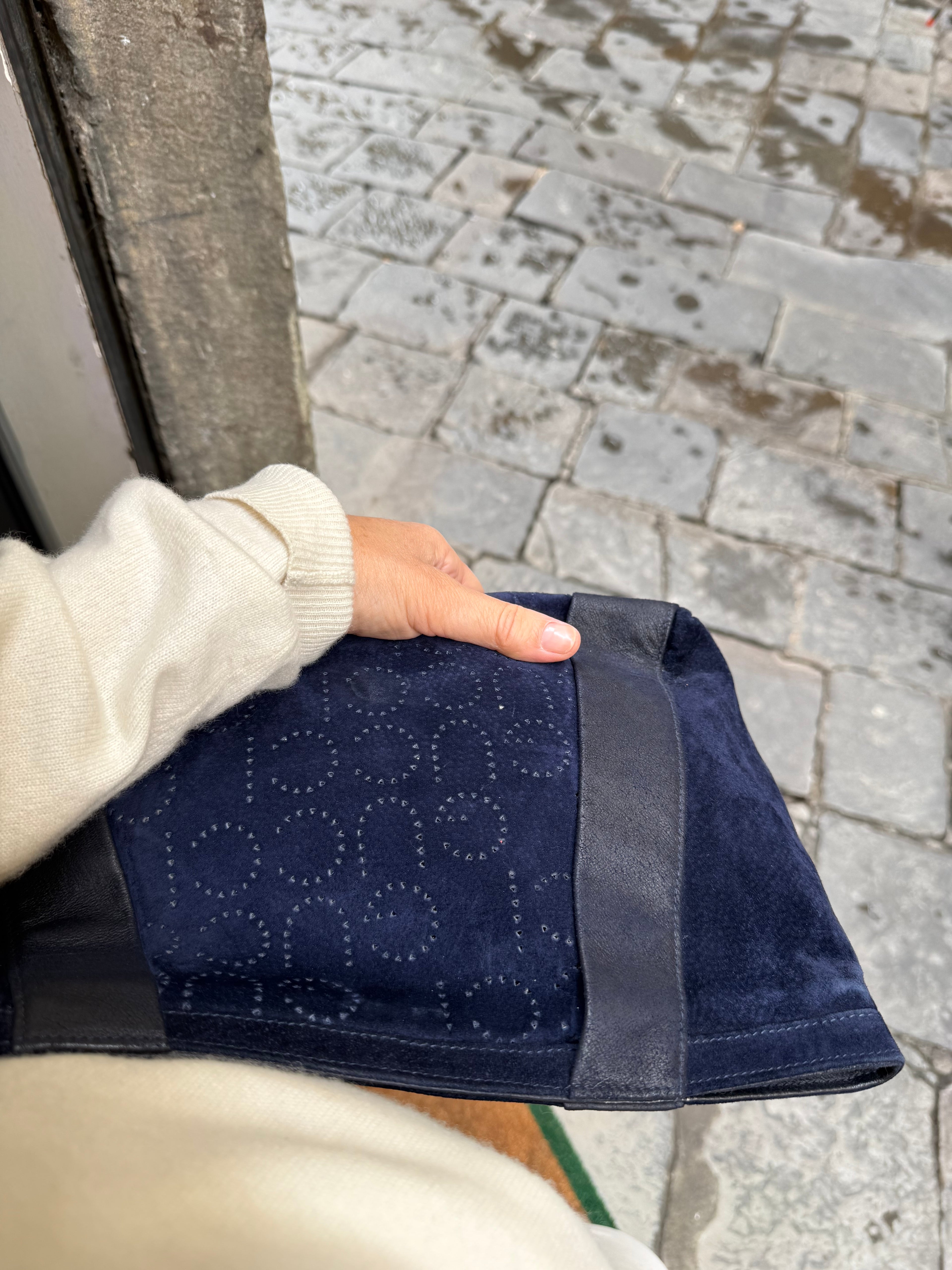 Pochette Gucci Vintage blu navy in pelle scamosciata Tom Ford