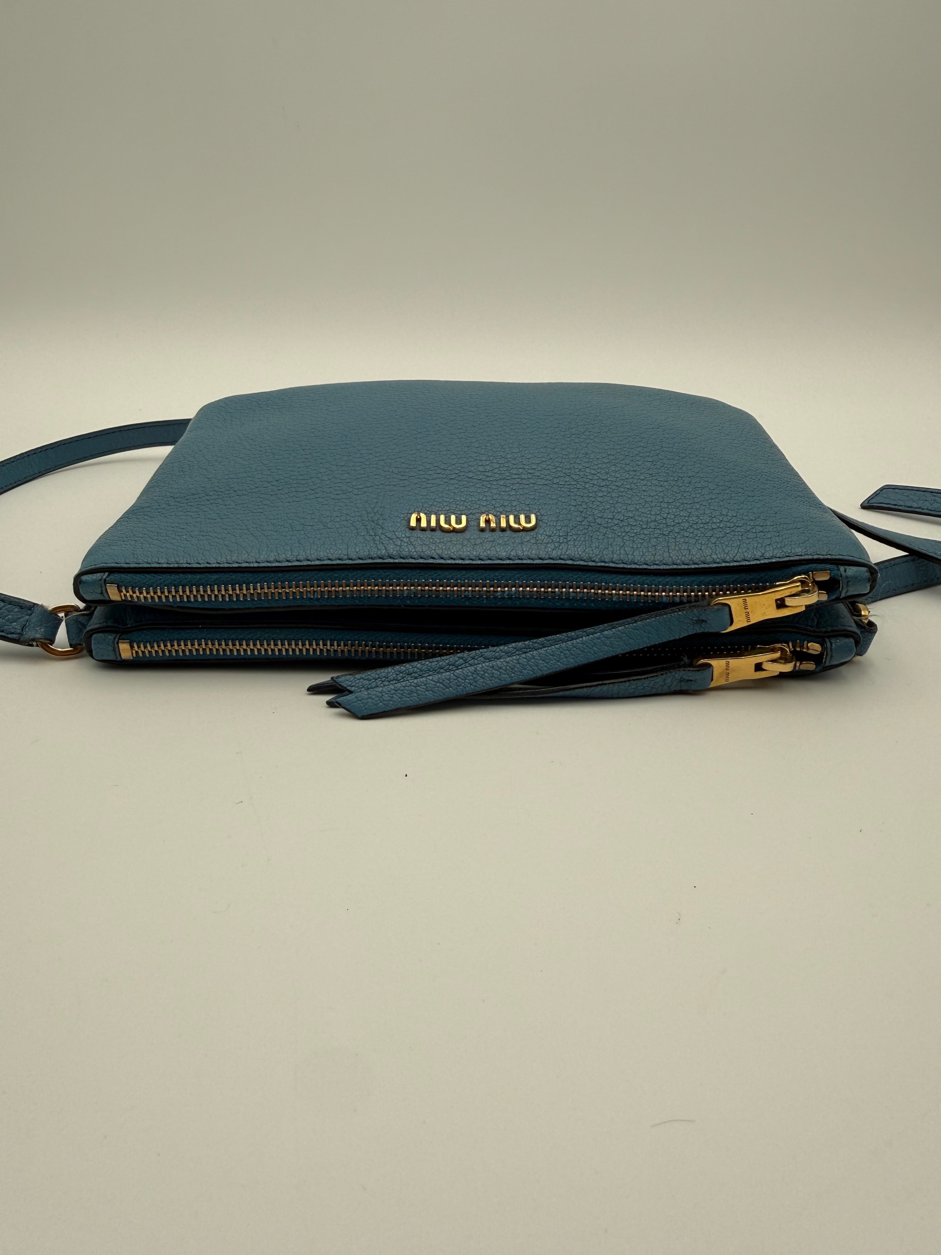 Borsa tracolla Miumiu in pelle Madras Color Mare