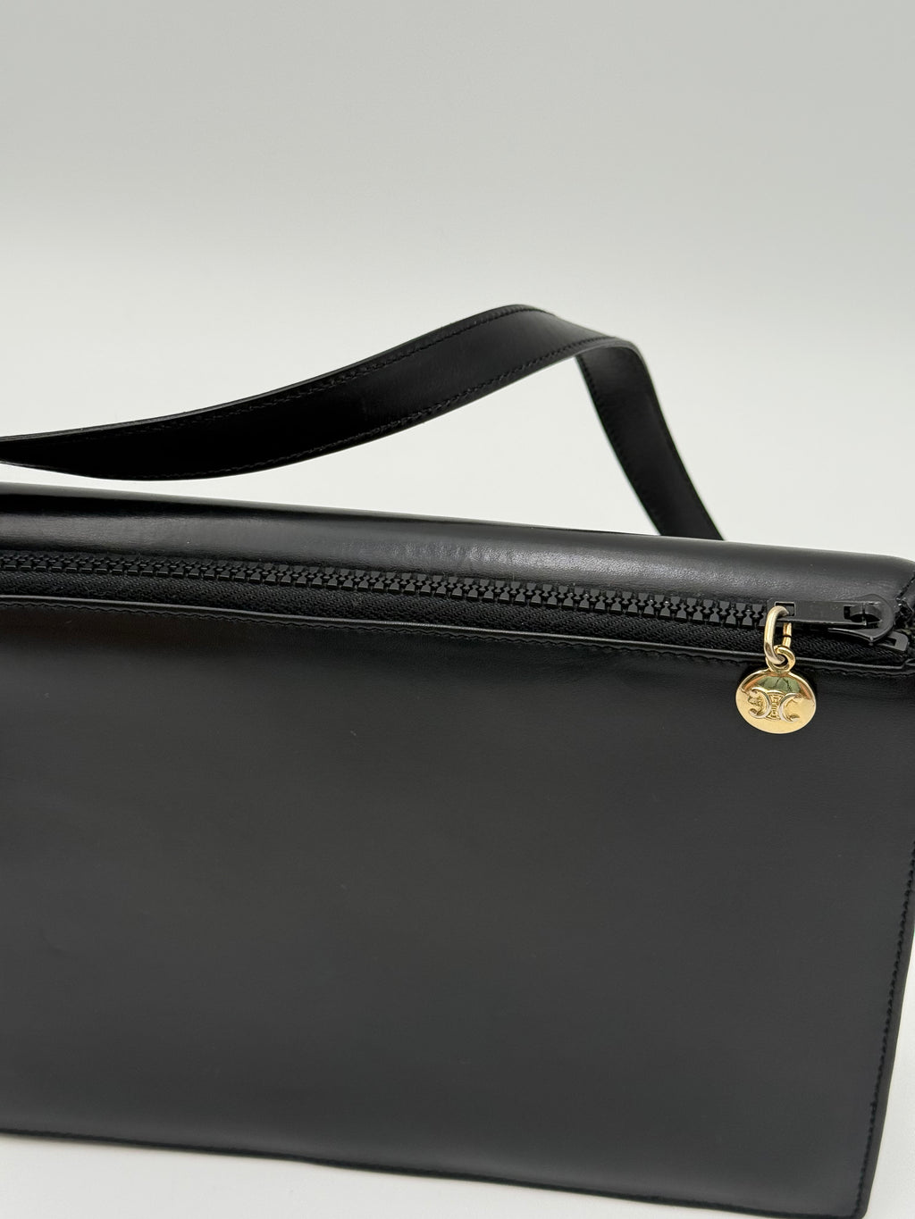 Céline - Borsa a Tracolla Vintage in Pelle Nera con Logo Triomphe