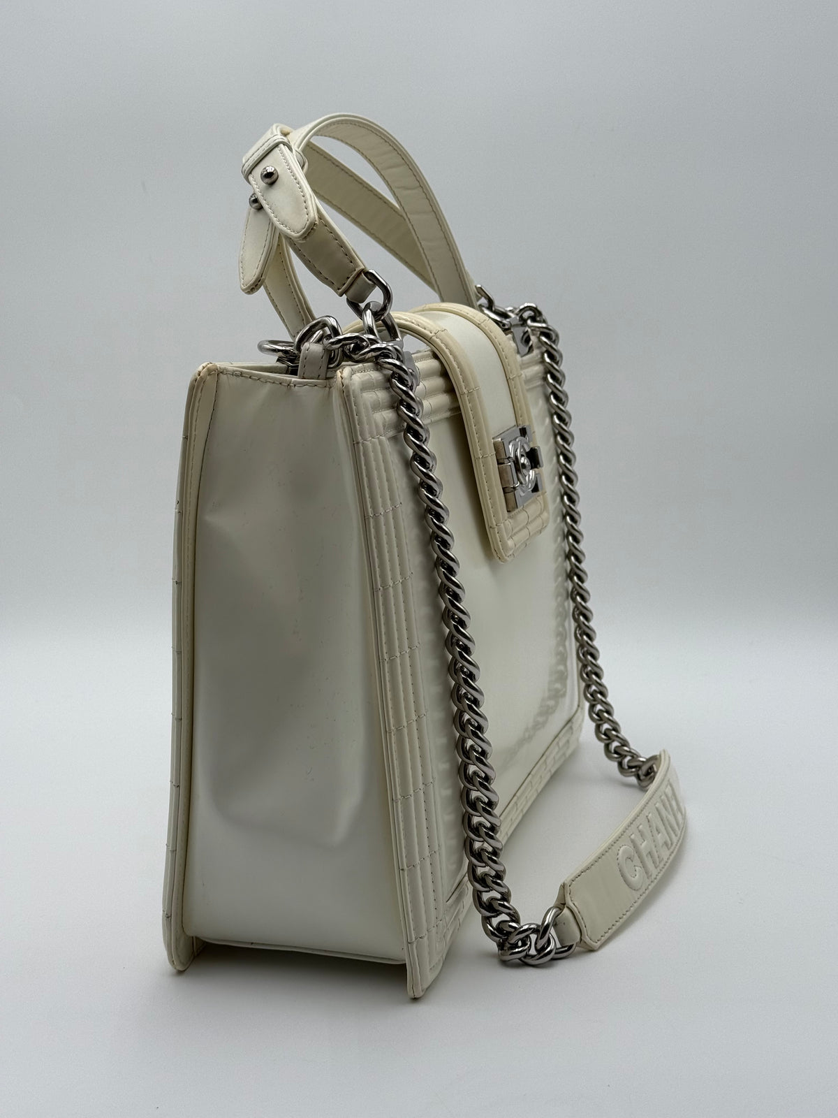 Borsa Chanel Boy Tote in pelle Bianca Edizione Limitata