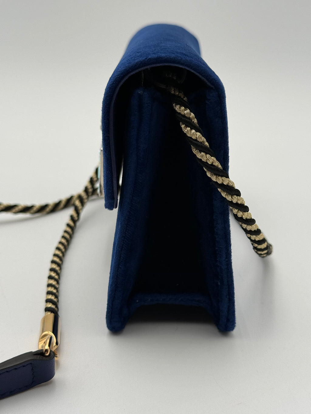 Gucci Broadway in velluto Blu con Fibbia G in Cristalli