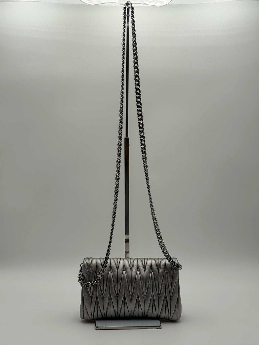 Borsa tracolla Matelassè in Pelle Argento