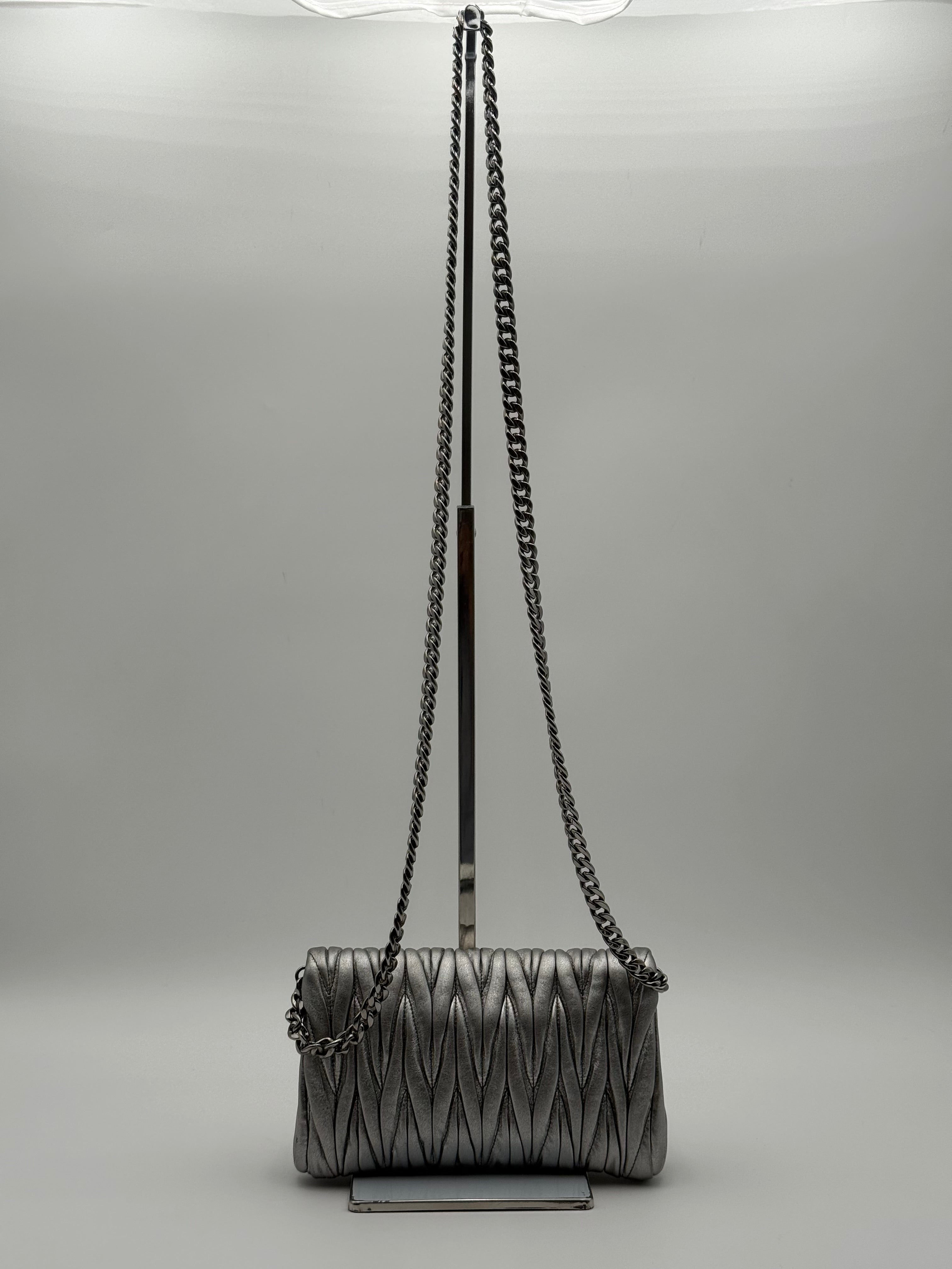 Borsa tracolla Matelassè in Pelle Argento