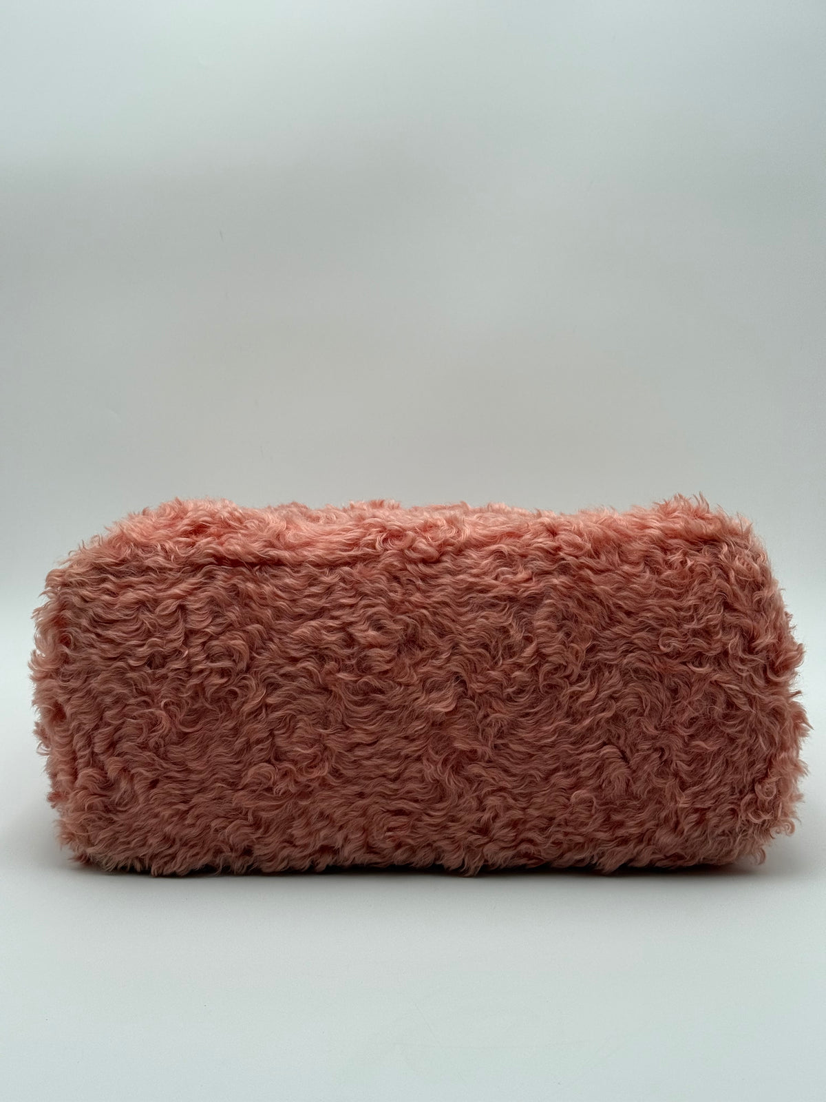 Miu Miu - Borsa Tote Eco Shearling Rosa  Corallo con Dettaglio Gioiello