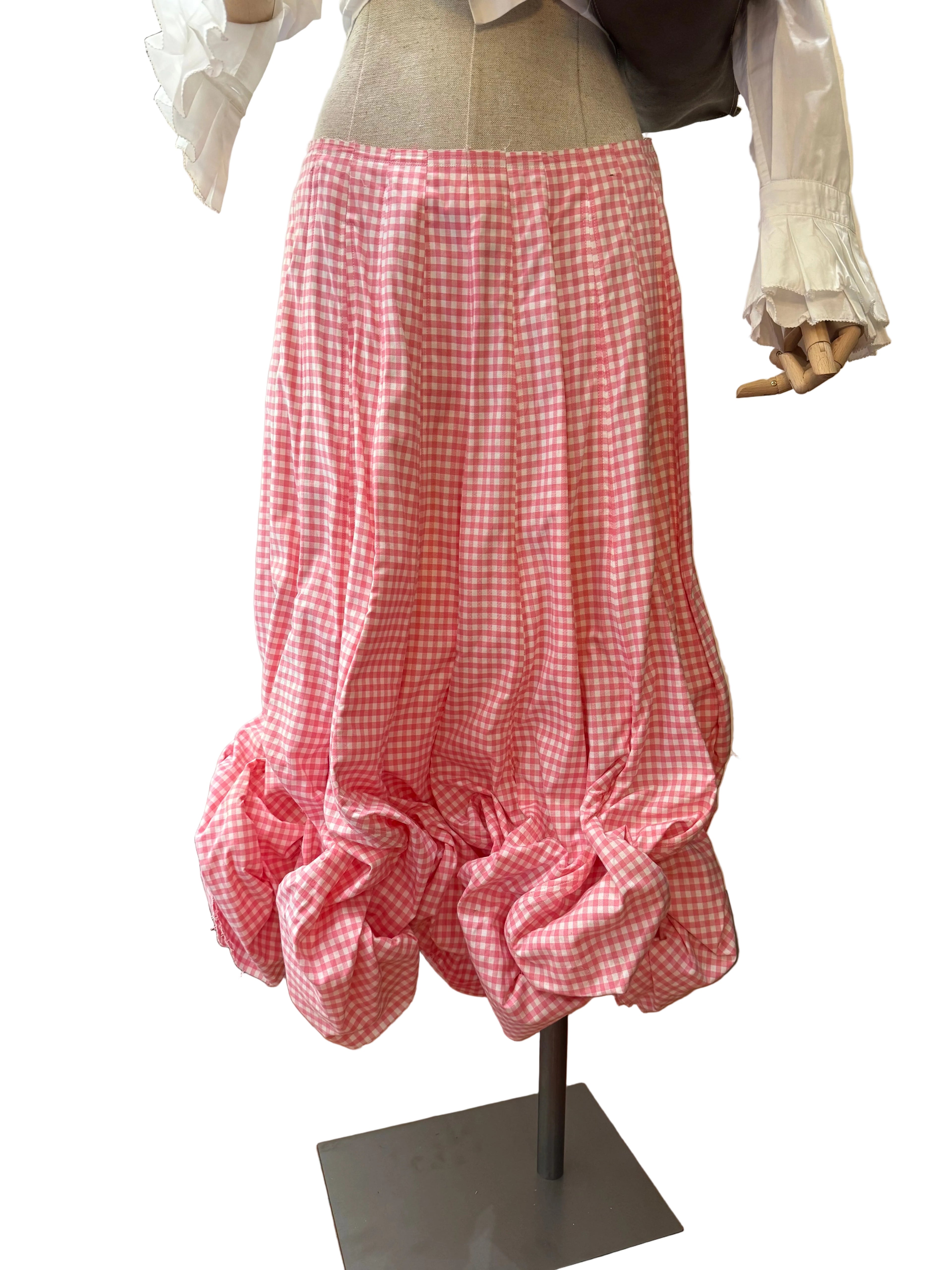 Come desc Garçon Gonna in Pecalle di Cotone quadretto Bianco e Rosa