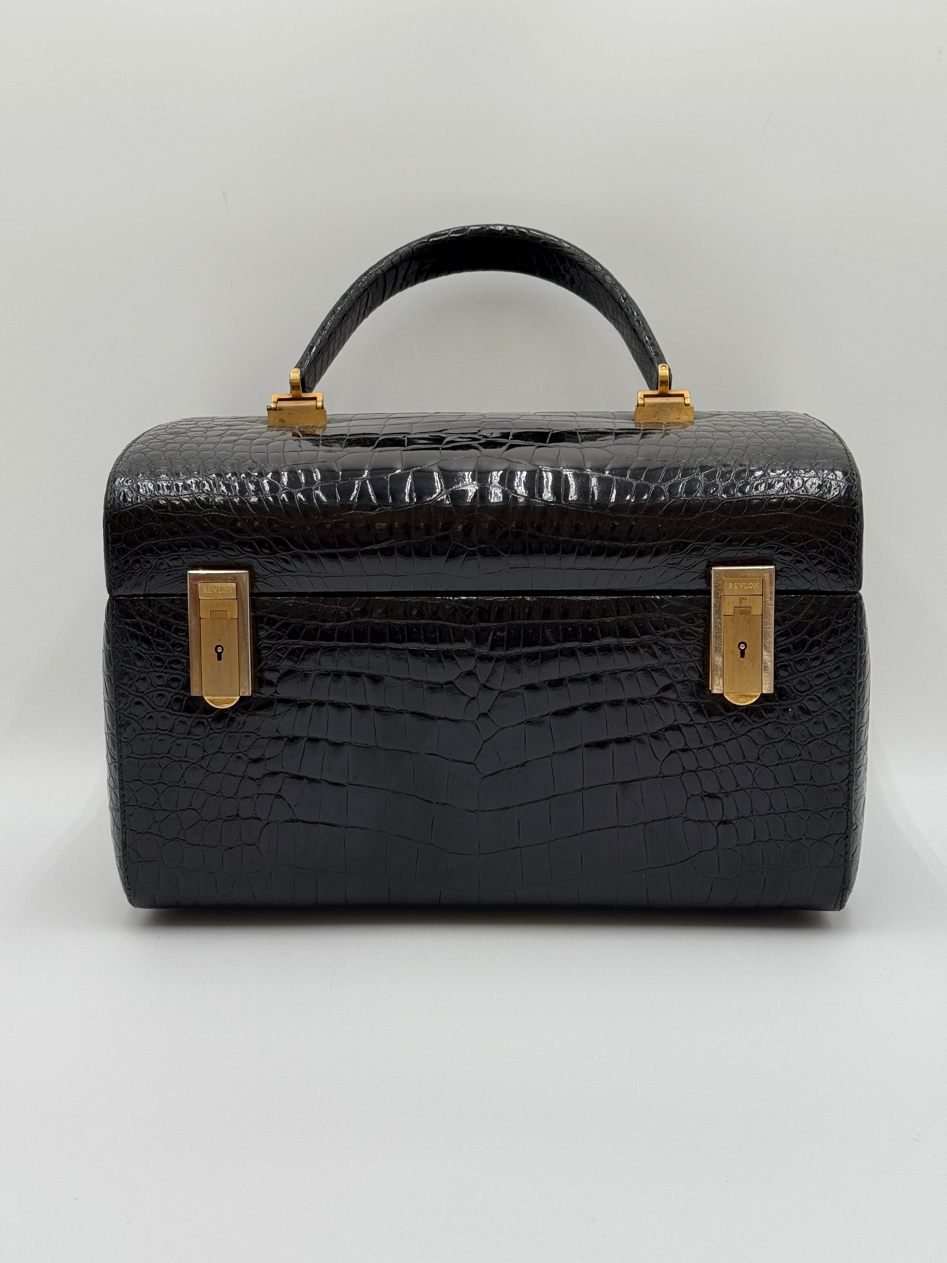 Beauty Casa Vintage  Revlon in Pelle di Coccodrillo Nero