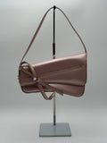 Christian Dior Saddle Zipper BowVintage in Pelle Rosa cipria Metallizzata