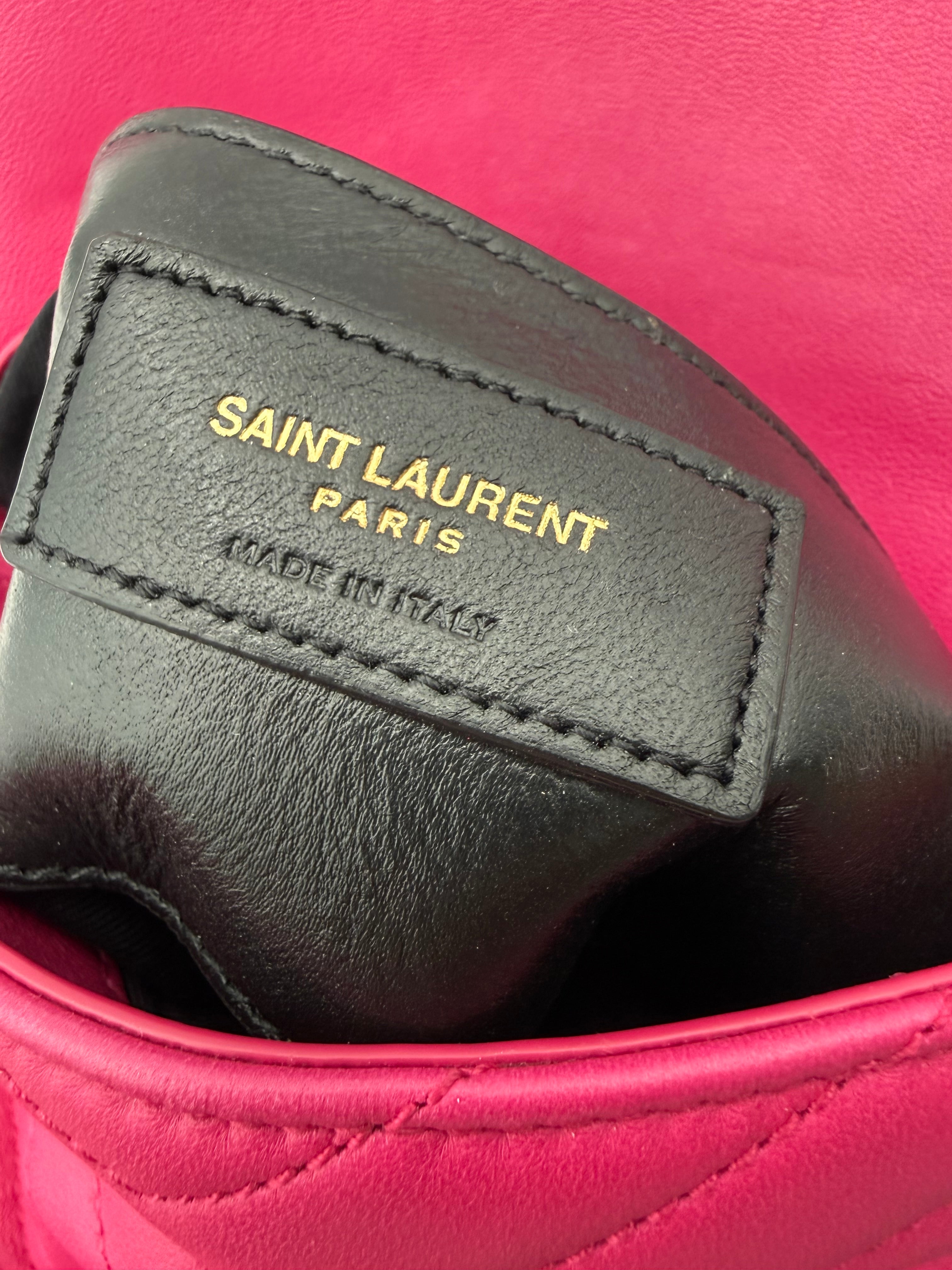 Borsa a Tracolla Saint Laurent Monogram Matelassé in Pelle Fucsia