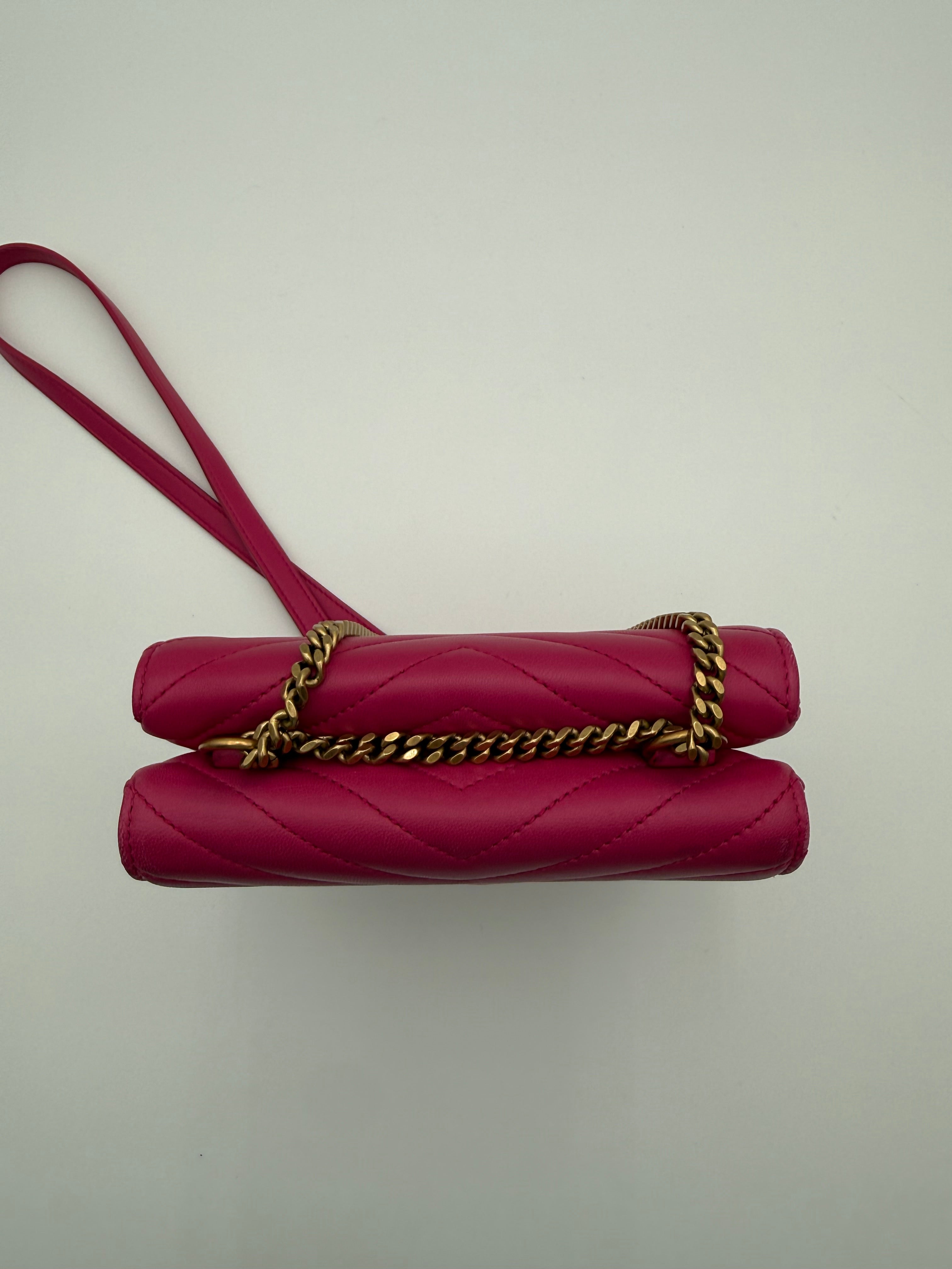 Borsa a Tracolla Saint Laurent Monogram Matelassé in Pelle Fucsia
