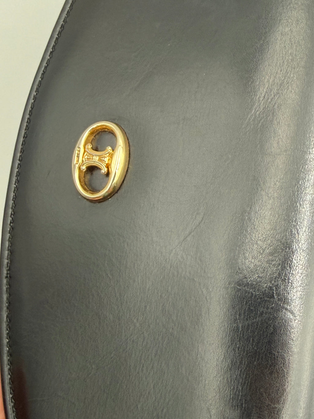 Céline - Borsa a Tracolla Vintage in Pelle Nera con Logo Triomphe