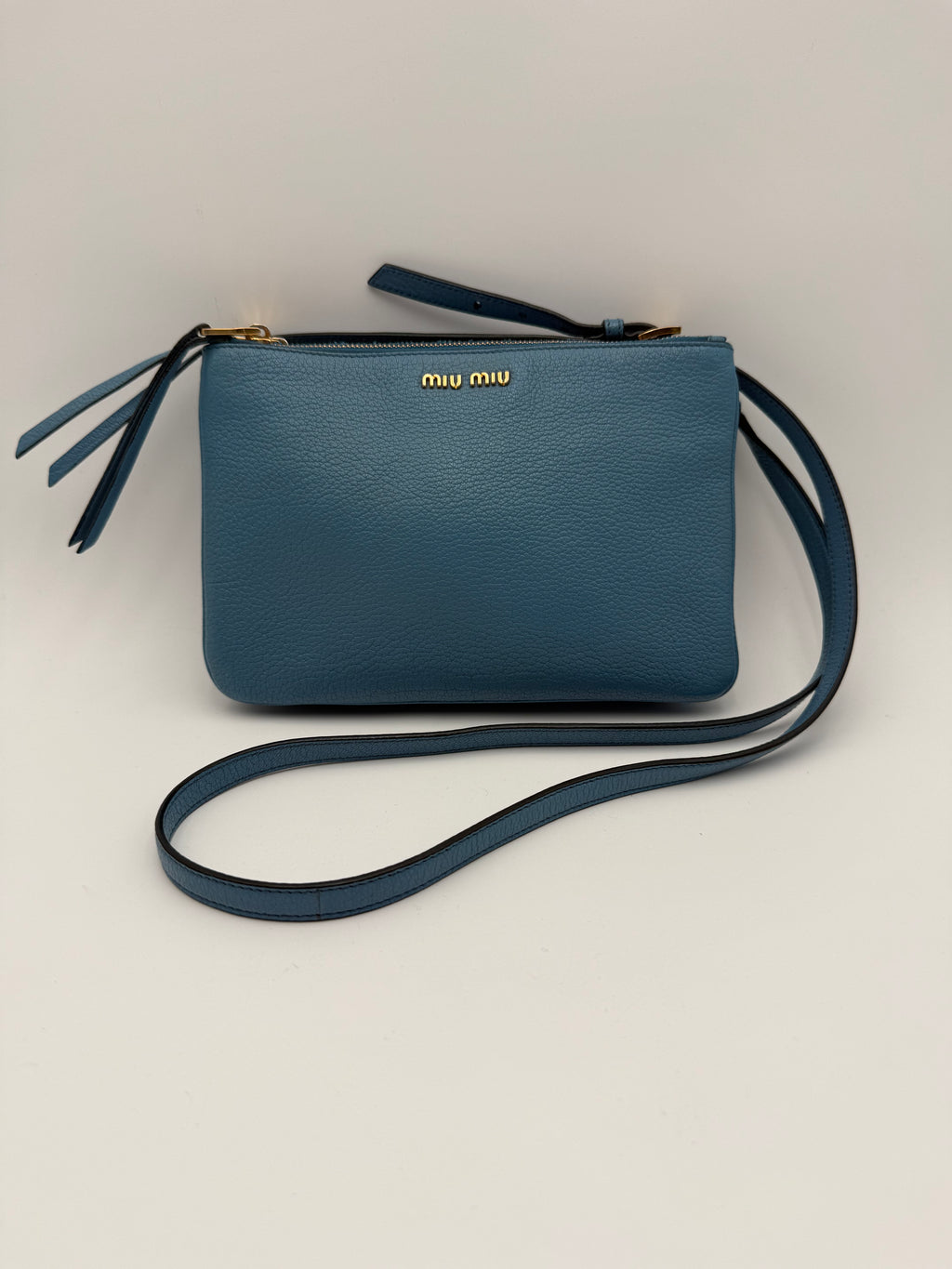 Borsa tracolla Miumiu in pelle Madras Color Mare