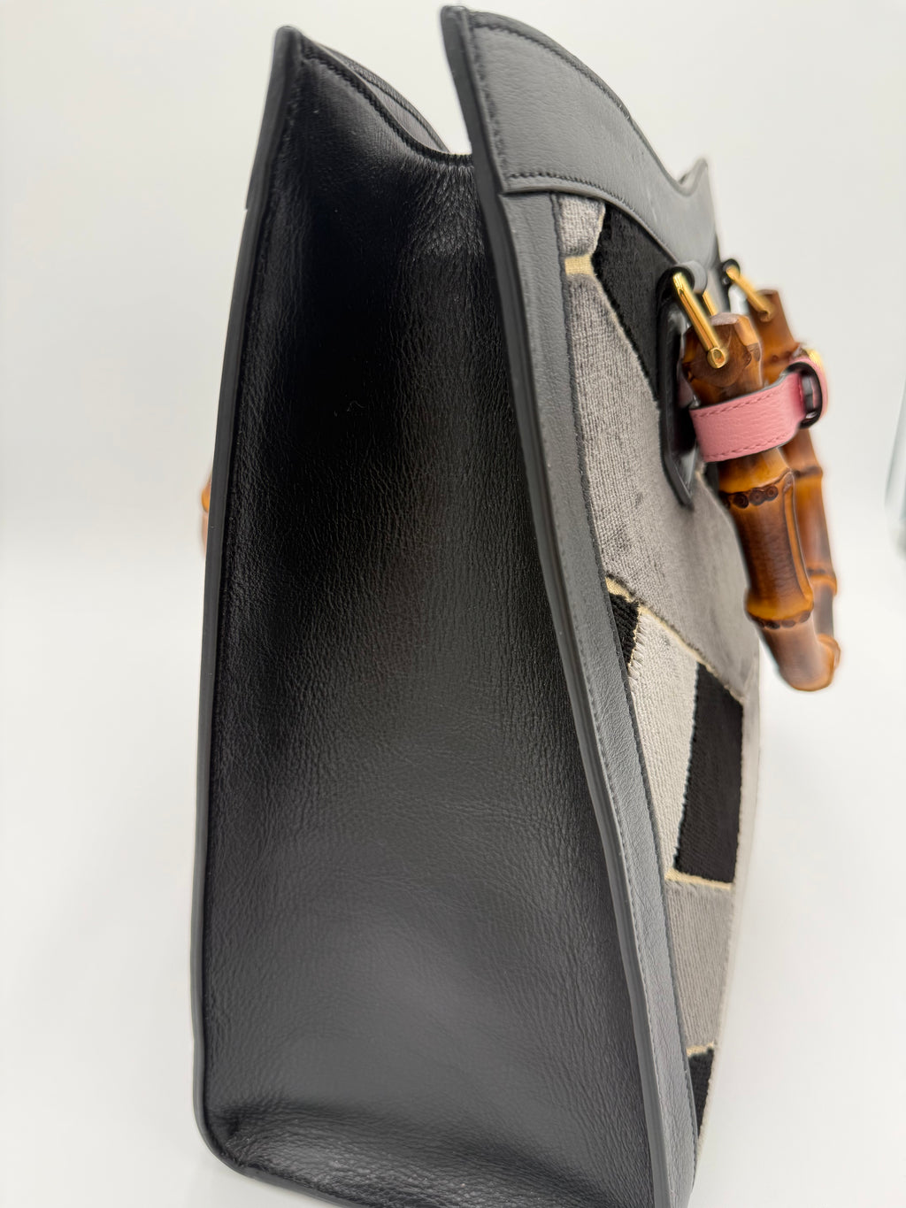 Gucci Diana in Velluto e Pelle a Rombi Nero e Grigio - Mercatino di Ninni