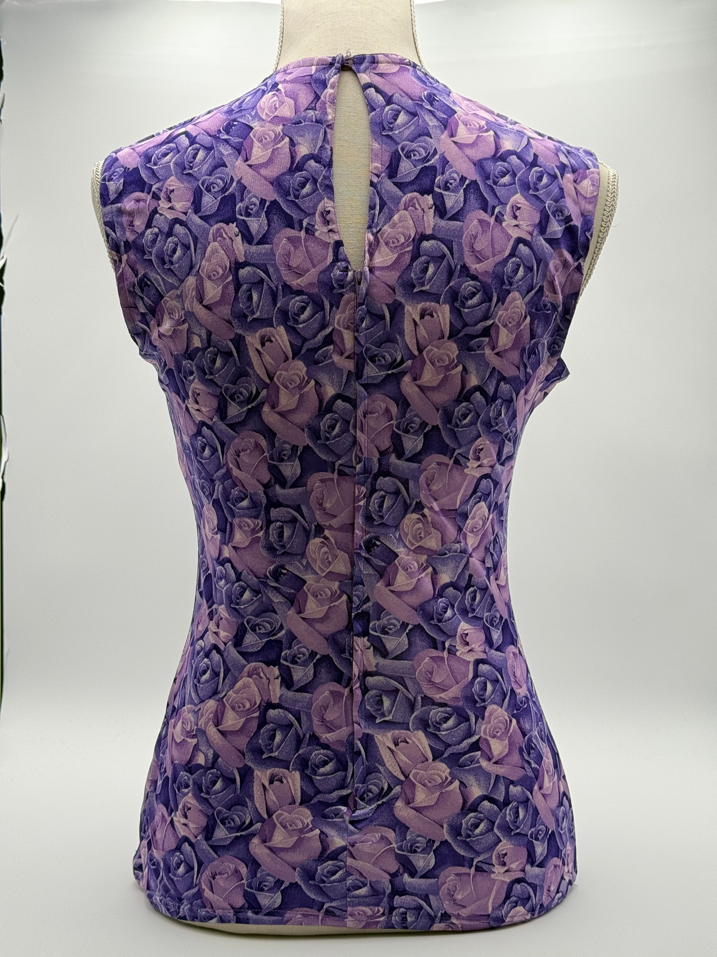 Versace Maglia Viscosa Vintage Stampa Rose Viola