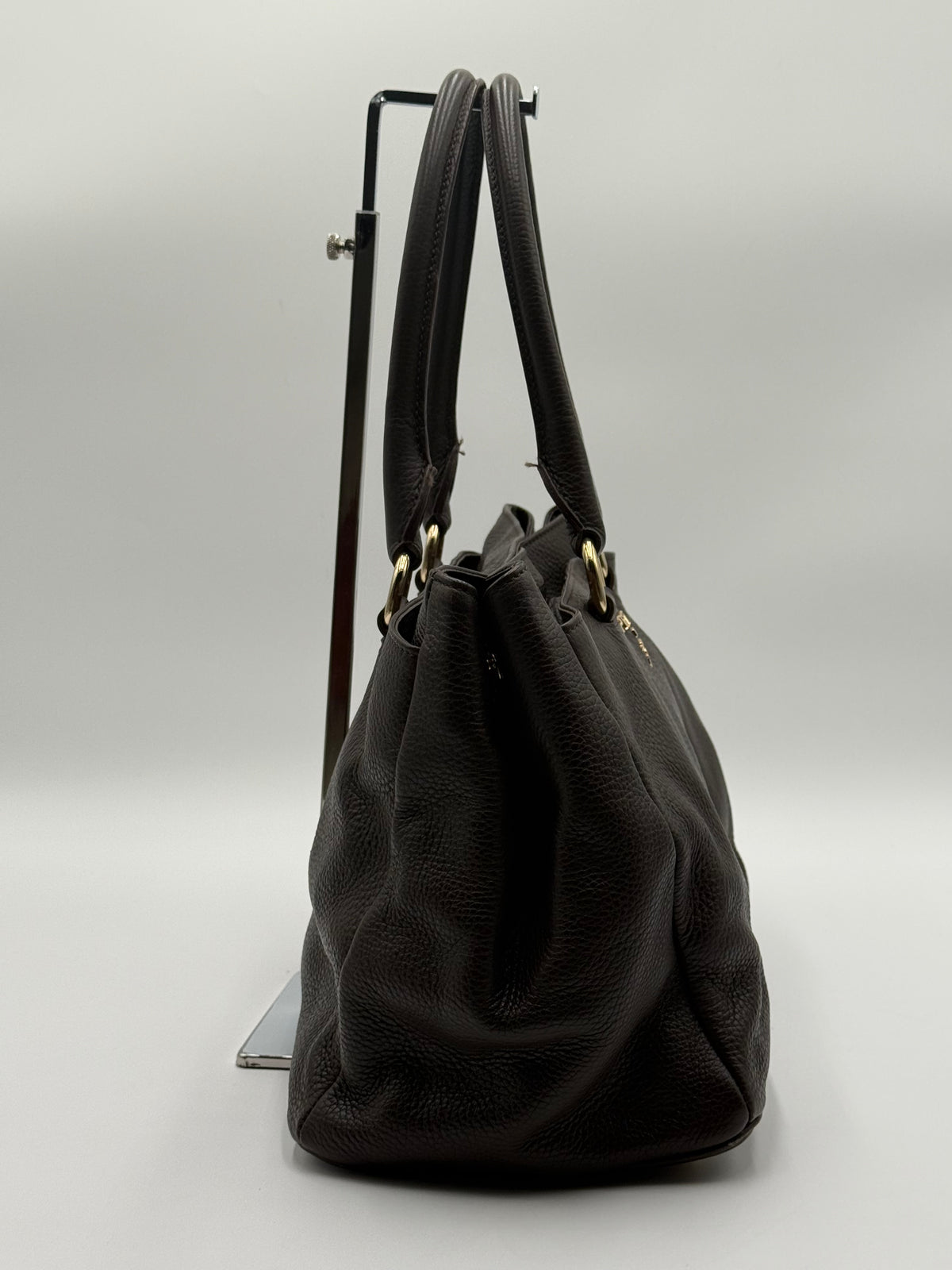 Borsa Tote Prada in pelle di Vitello Martellata Marrone