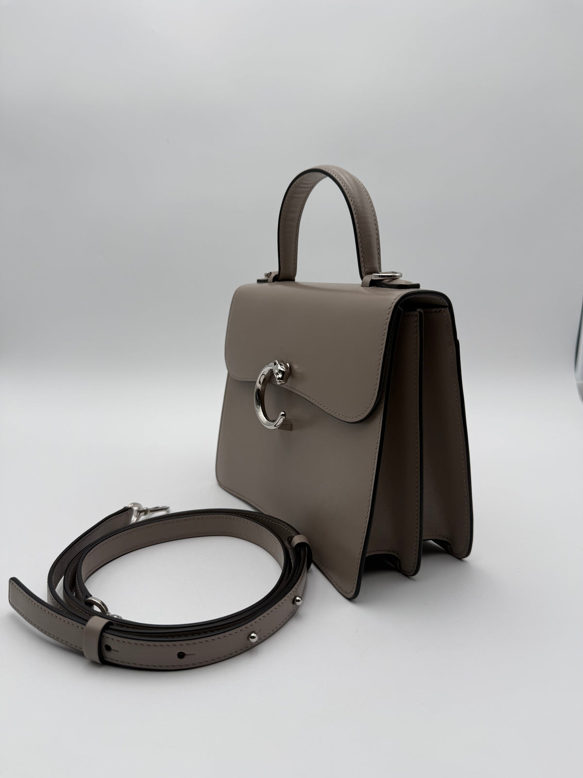 Borsa Cartier Panthère C Top in Pelle Grigio/Taupe
