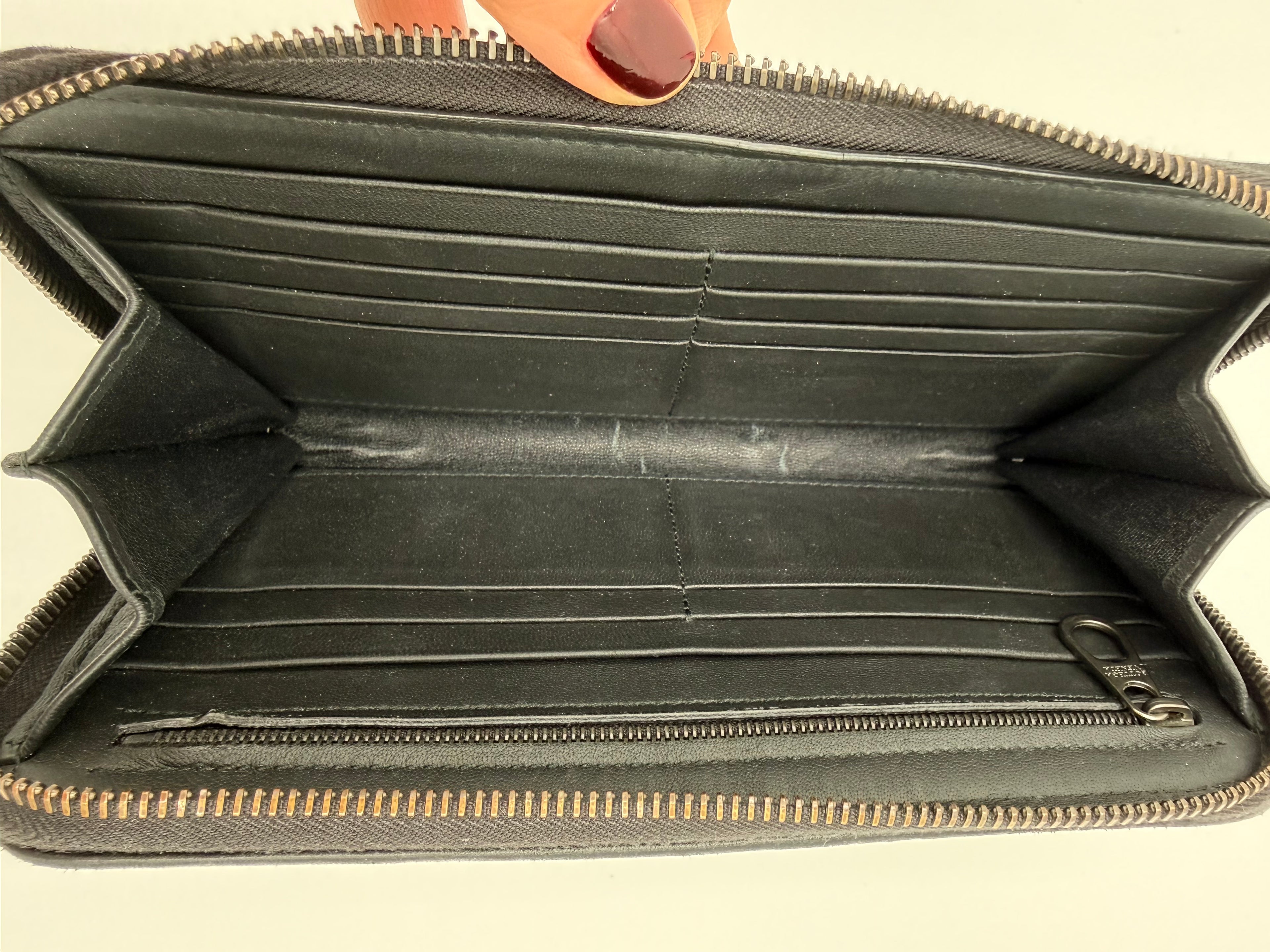 Bottega Veneta Portafoglio Pelle Intrecciata Nero Antracite