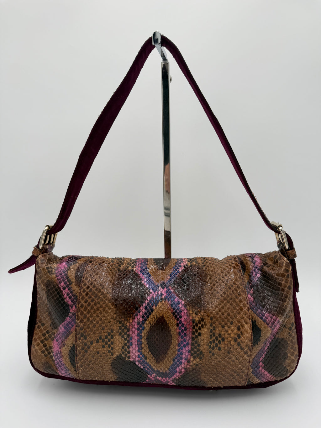 Emanuel Ungaro Borsa Baguette Pitone e Velluto Bordeaux