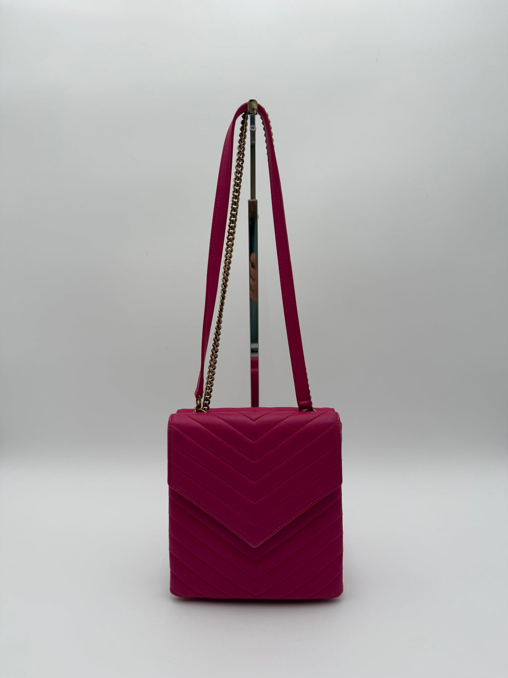 Borsa a Tracolla Saint Laurent Monogram Matelassé in Pelle Fucsia