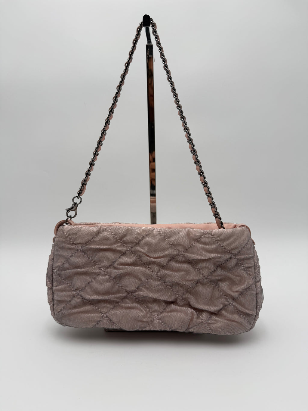 Chanel Borsa Matelassè Plissè in Tessuto Rosa Cipria