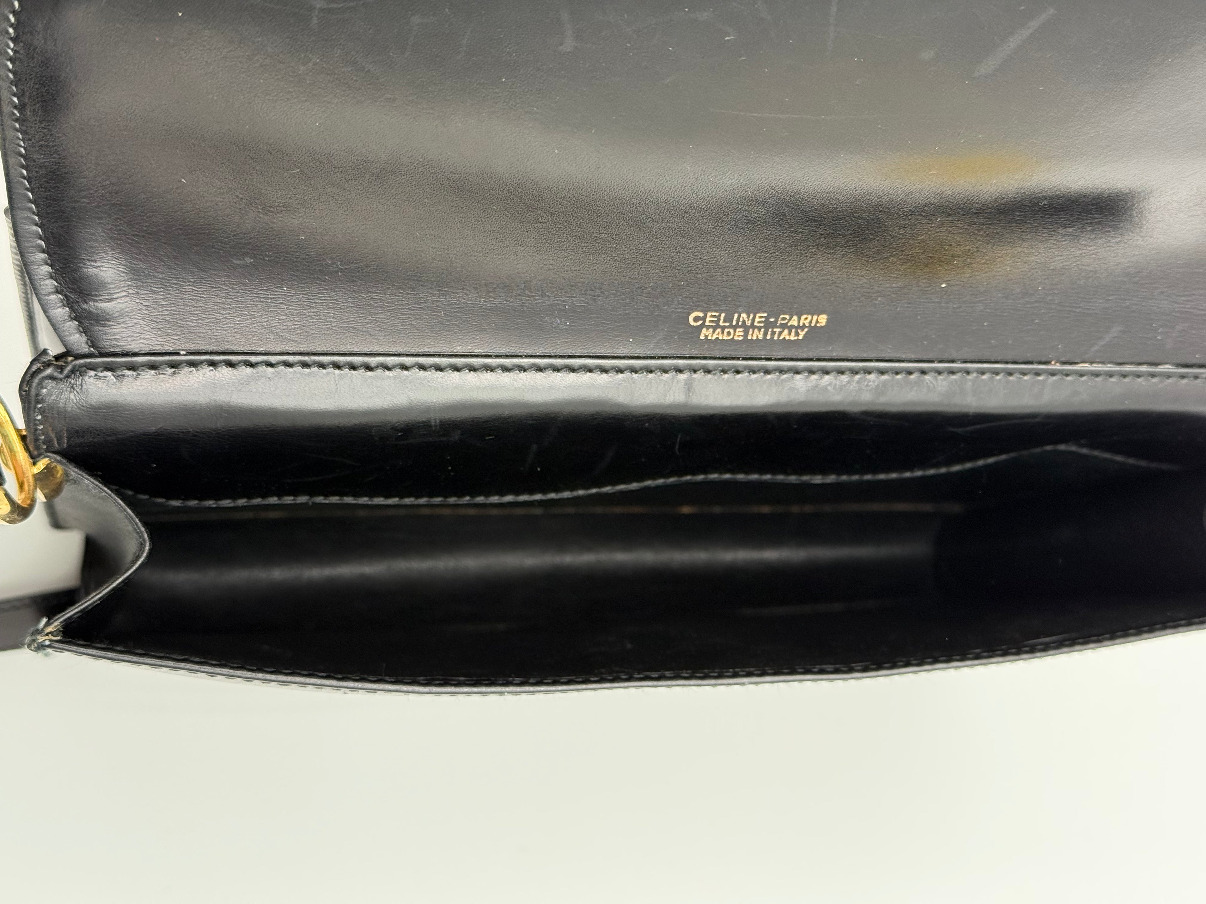 Céline - Borsa a Tracolla Vintage in Pelle Nera con Logo Triomphe