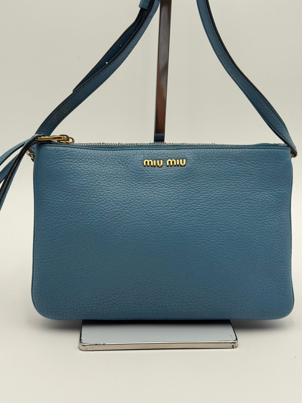 Borsa tracolla Miumiu in pelle Madras Color Mare