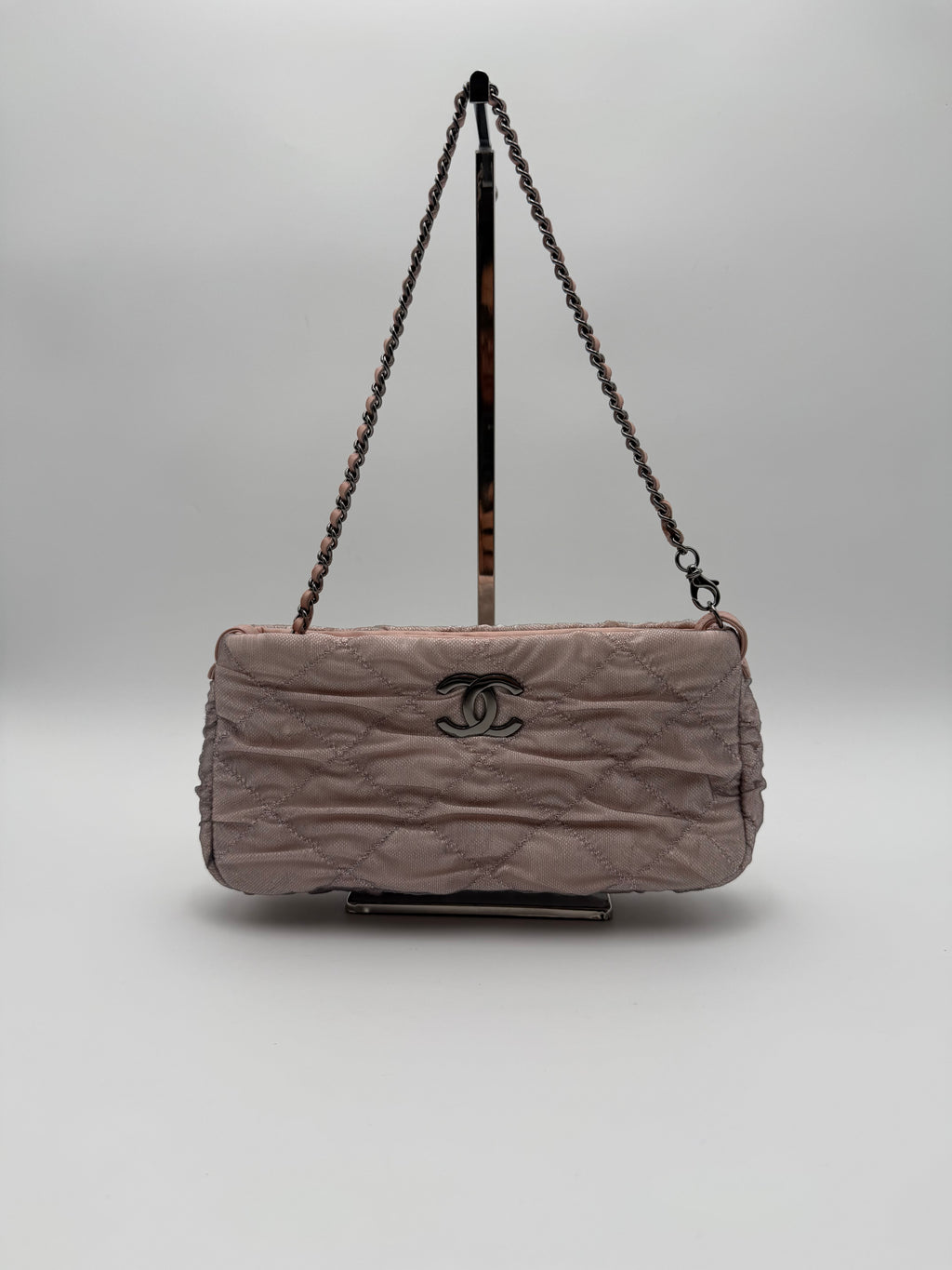 Chanel Borsa Matelassè Plissè in Tessuto Rosa Cipria