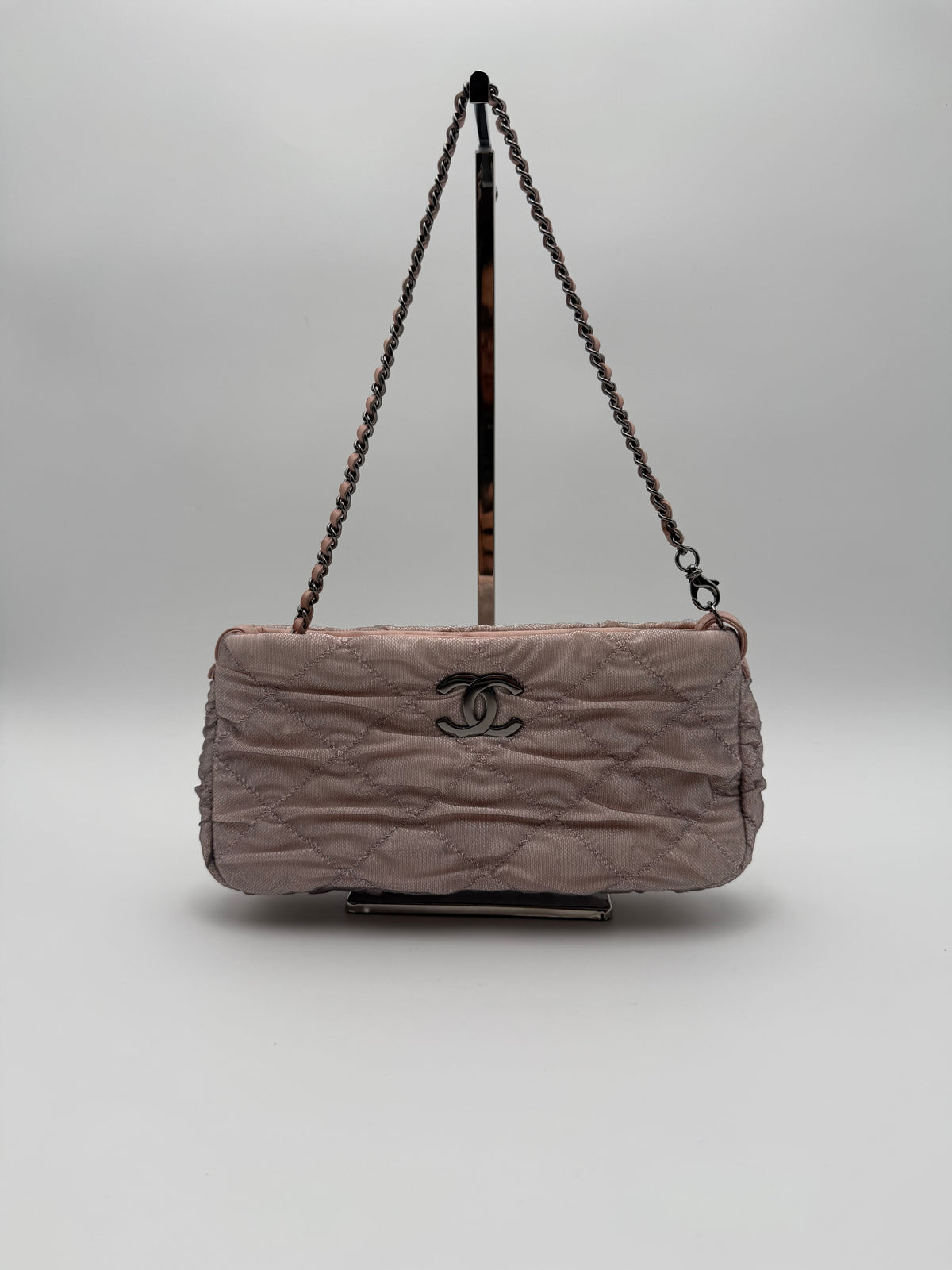 Chanel Borsa Matelassè Plissè in Tessuto Rosa Cipria