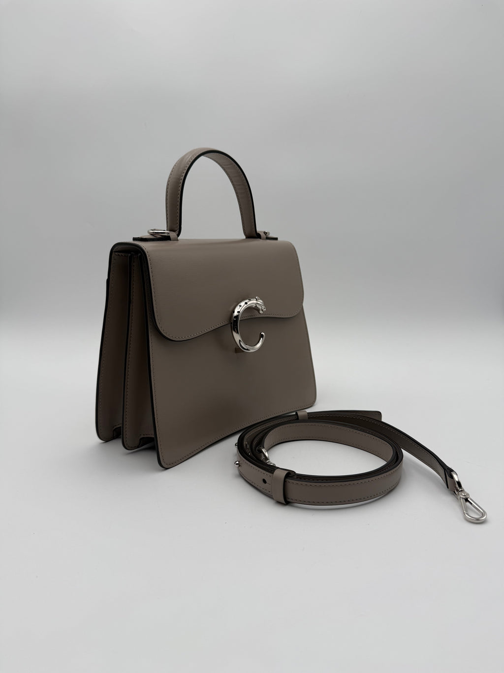 Borsa Cartier Panthère C Top in Pelle Grigio/Taupe