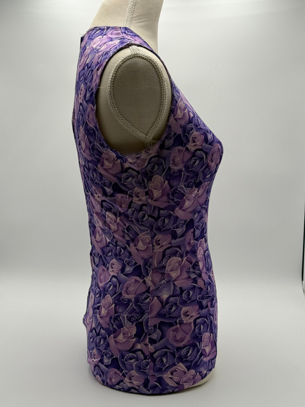 Versace Maglia Vintage in Viscosa Stampa Rose Viola