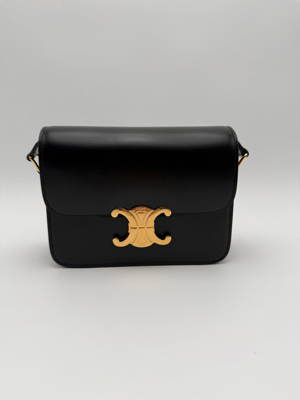 Celine Triomphe Teen Nera in Pelle di Vitello lucida