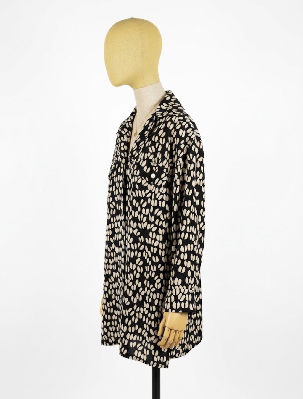 Camicia Vintage Christian Dior Boutique in Seta a Stampa Geometrica Bicolore
