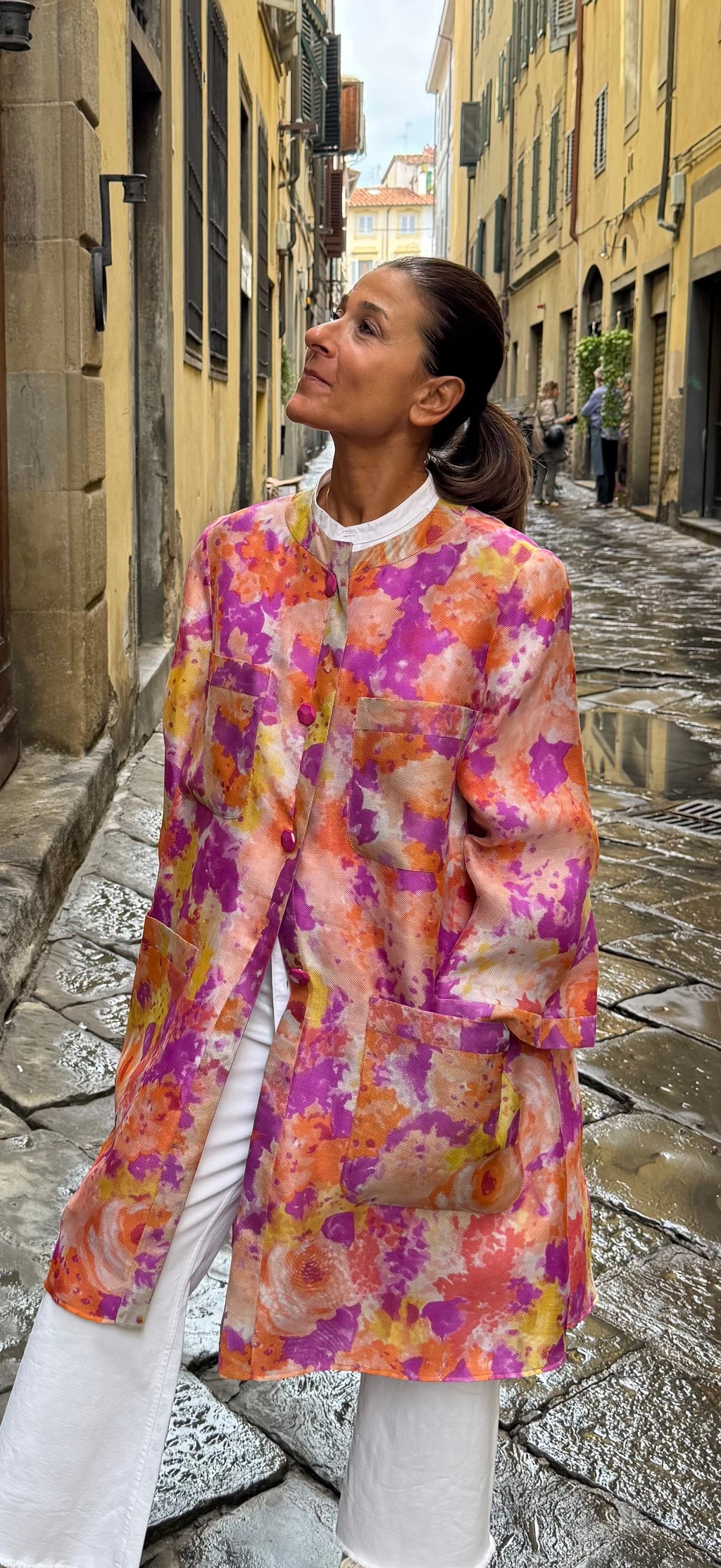 Valentino Boutique Cappotto Vintage Lino e Seta Floreale