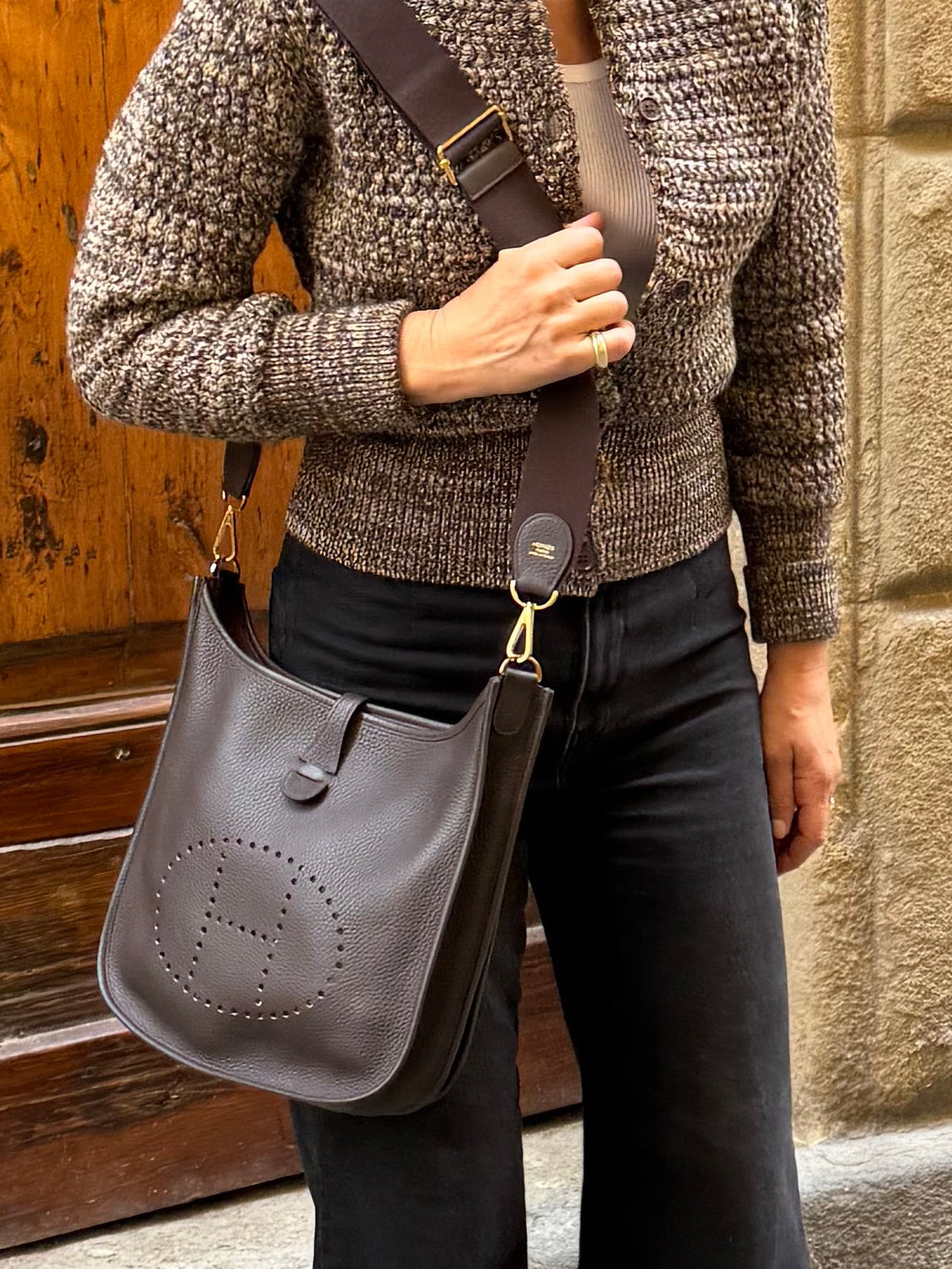 Evelyne Hermès III 29 in Pelle Taurillon Testa di Moro