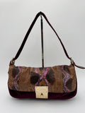 Emanuel Ungaro Borsa Baguette Pitone e Velluto Bordeaux