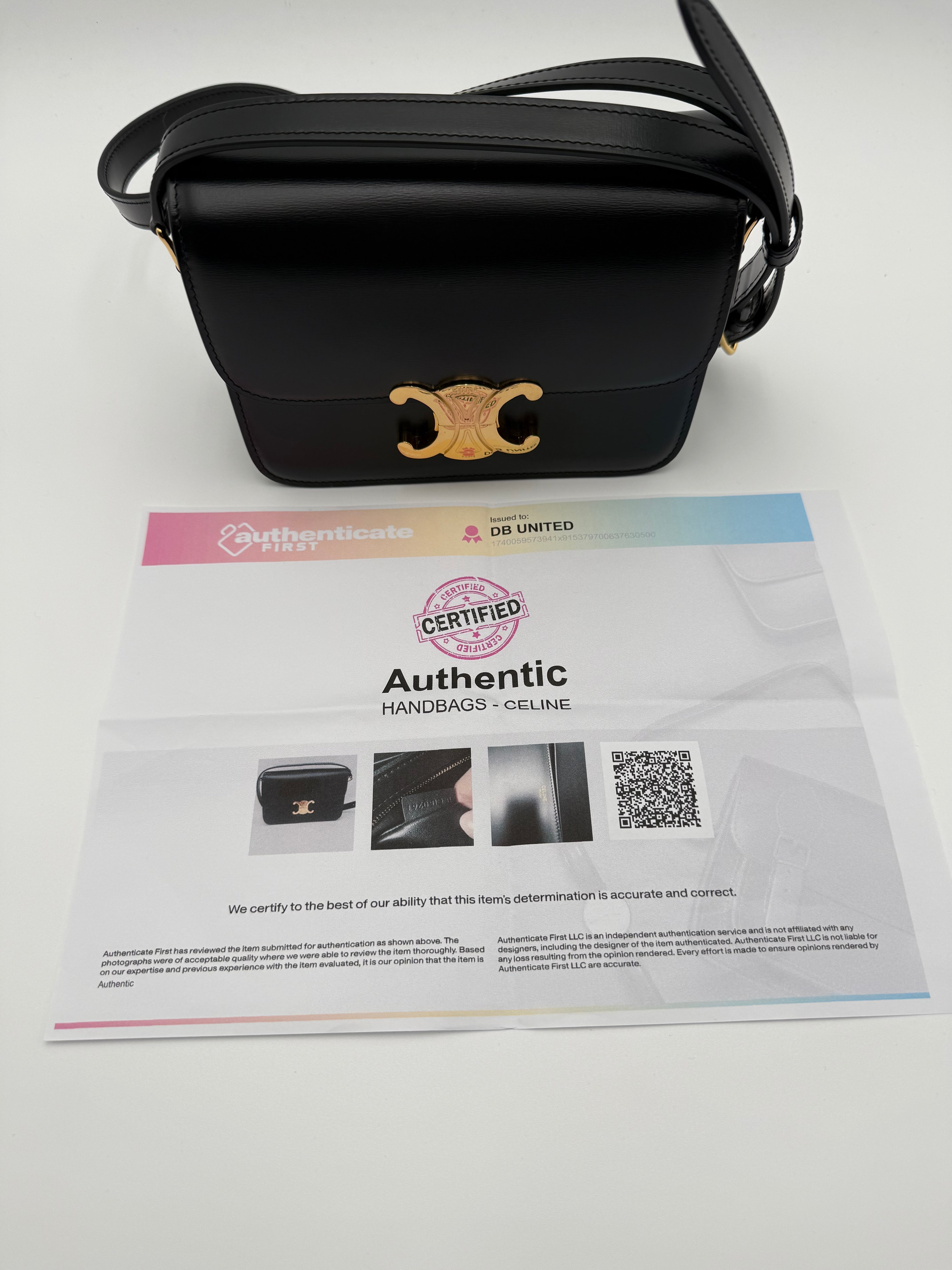 Celine Triomphe Teen Nera in Pelle di Vitello lucida