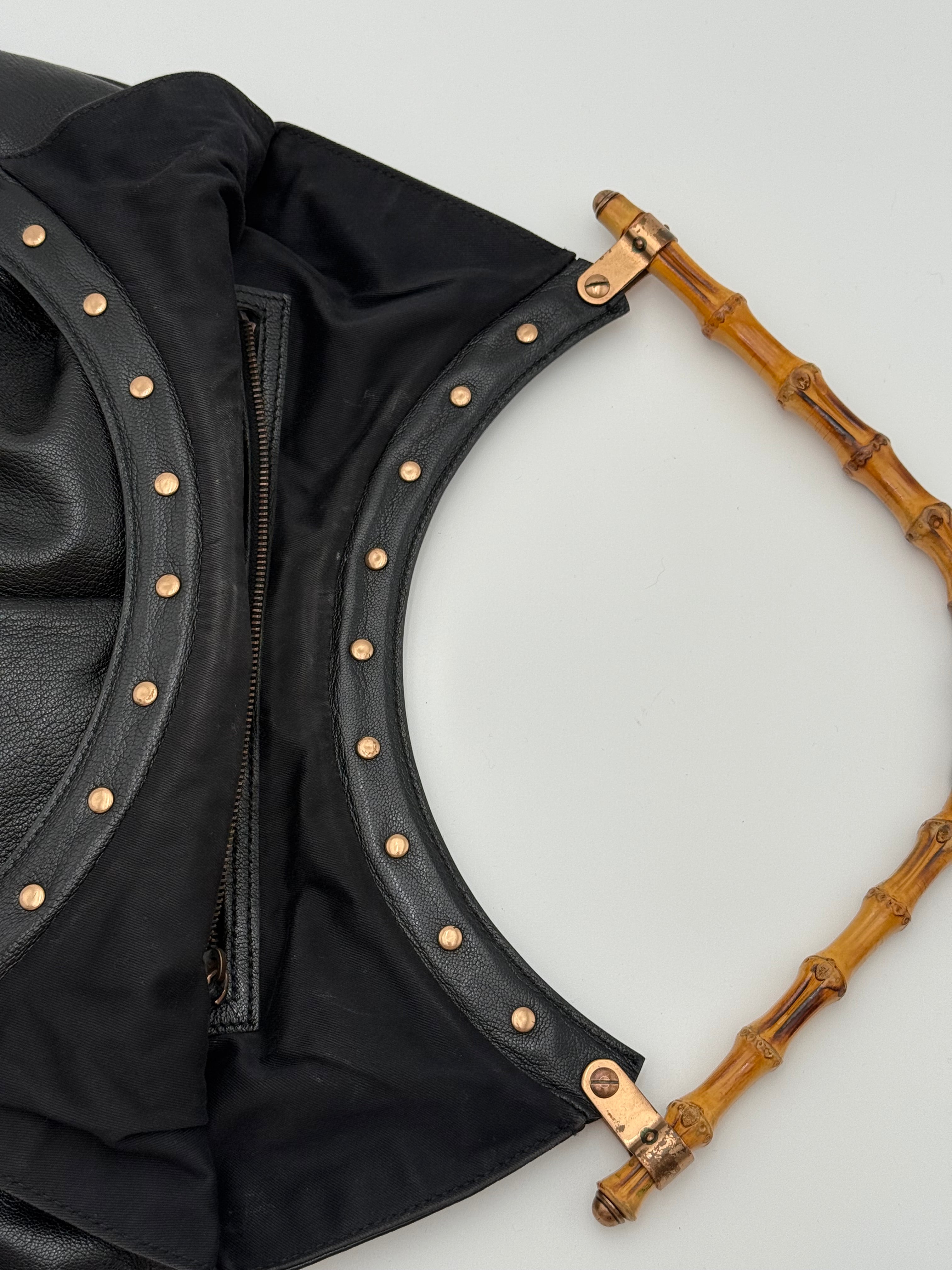 Gucci Borsa Hobo Bamboo  Vintage Tom Ford in Pelle Nera