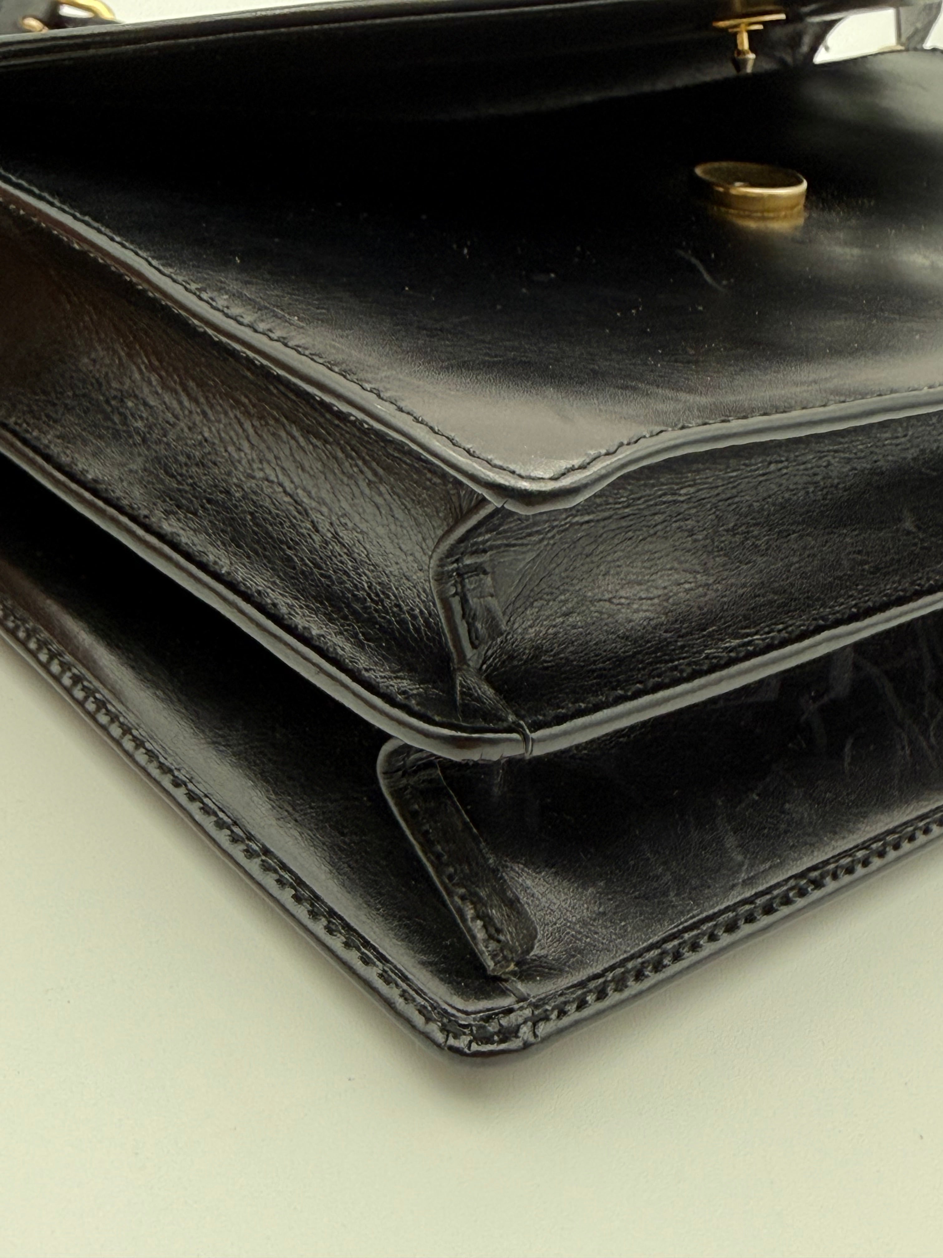 Céline - Borsa a Tracolla Vintage in Pelle Nera con Logo Triomphe