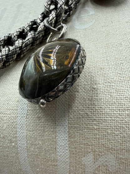 Bottega Veneta Collana intrecciato in Argento Ossidato con Medaglioni