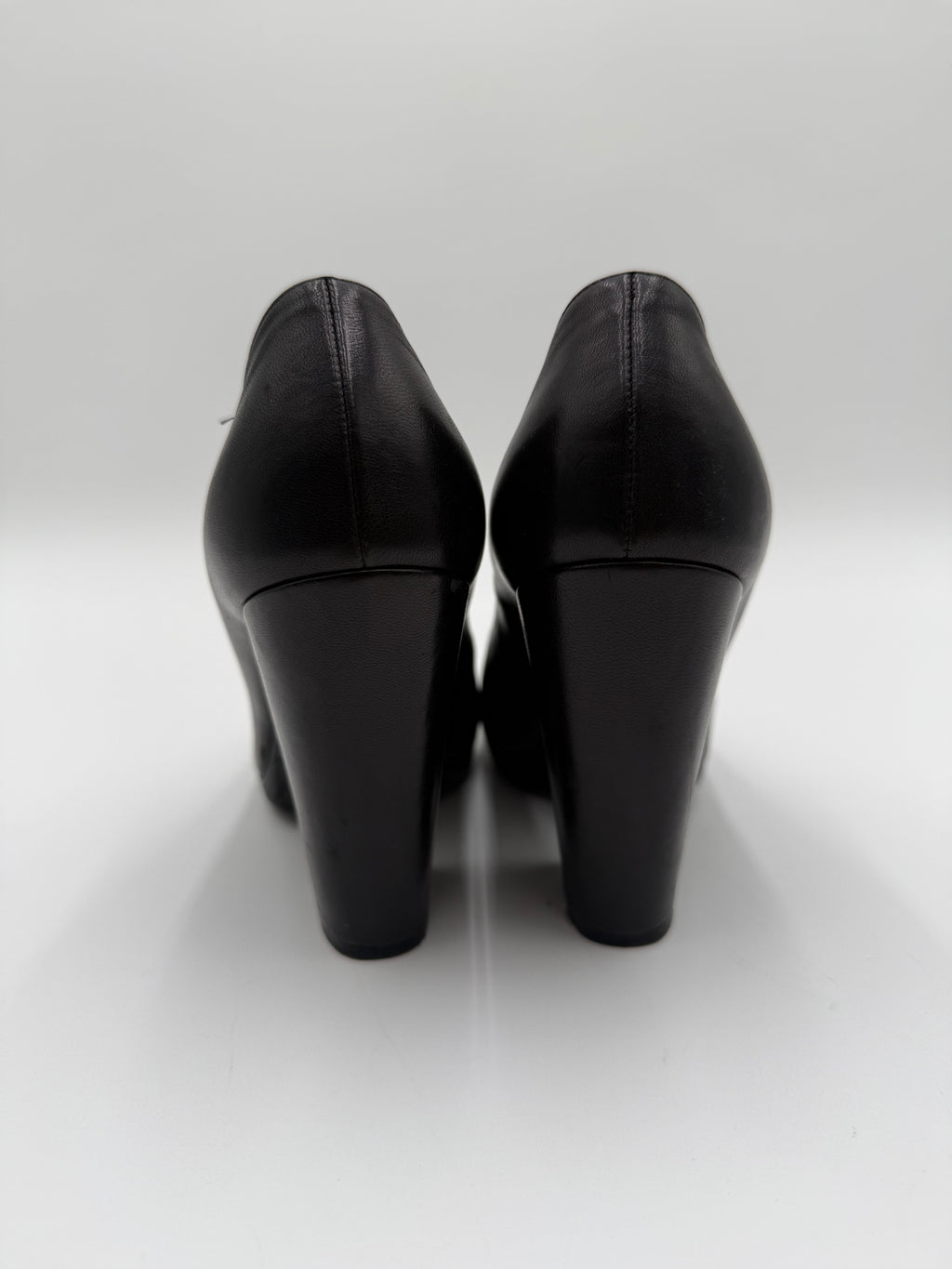 Chanel Black Leather and Patent Leather Cap-Toe Pumps