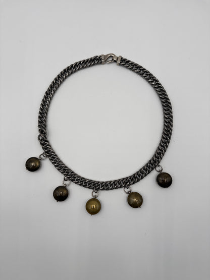 Bottega Veneta Collana intrecciato in Argento Ossidato con Medaglioni